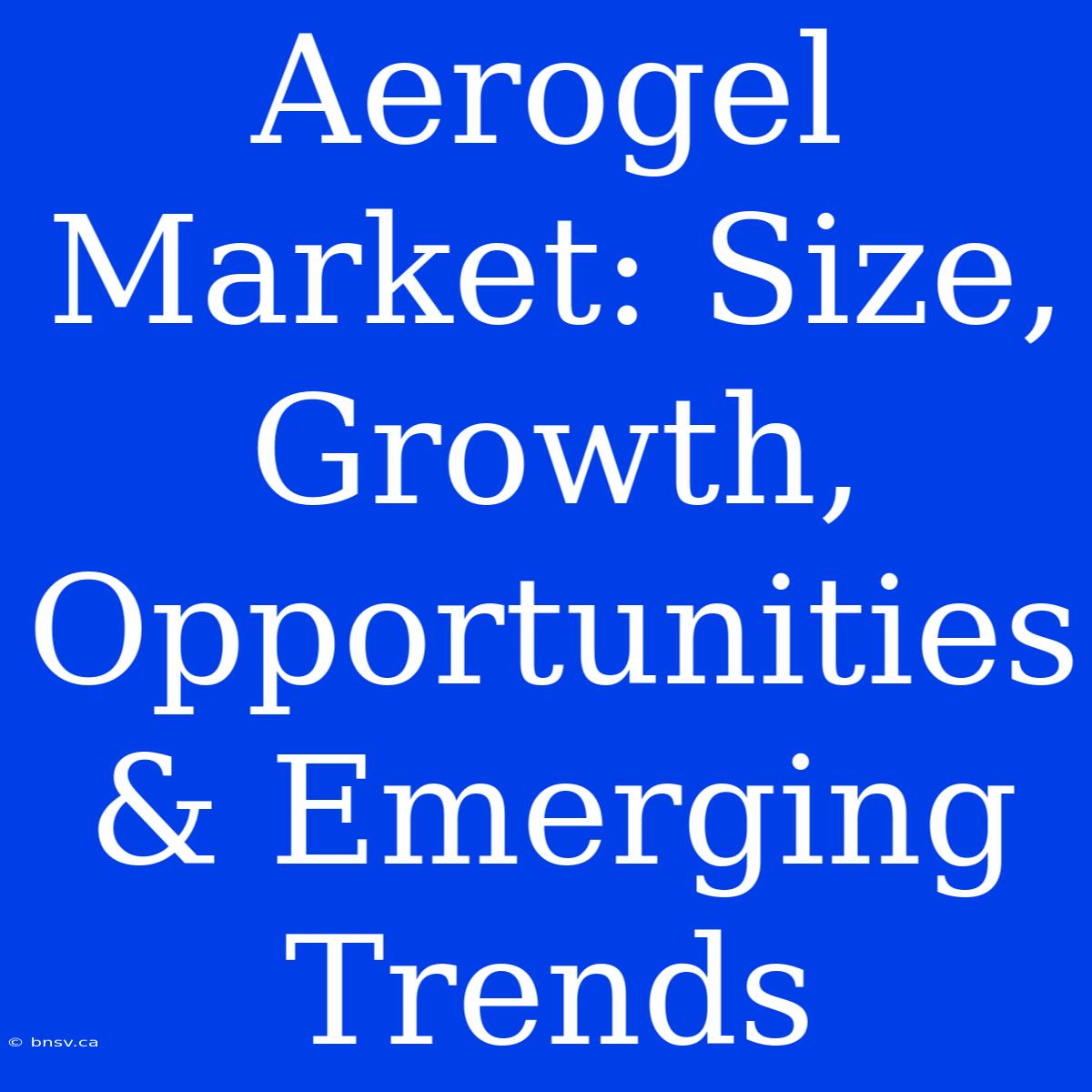 Aerogel Market: Size, Growth, Opportunities & Emerging Trends