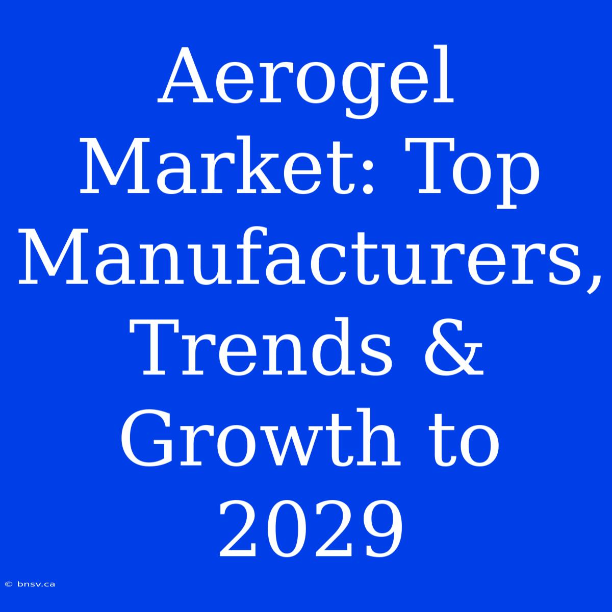 Aerogel Market: Top Manufacturers, Trends & Growth To 2029