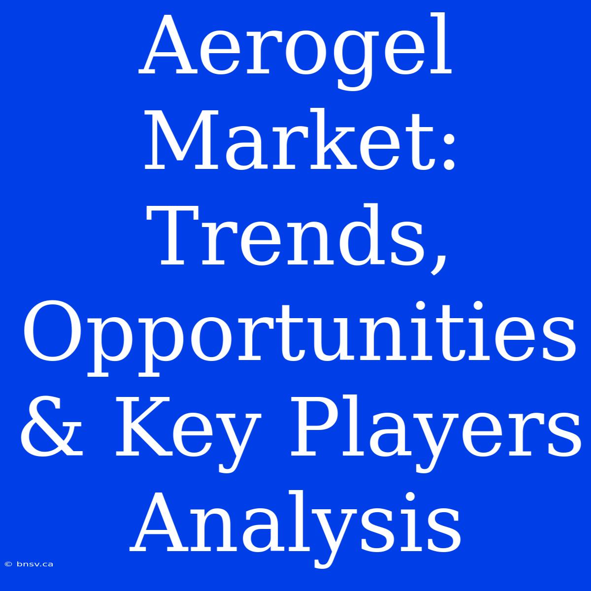 Aerogel Market: Trends, Opportunities & Key Players Analysis