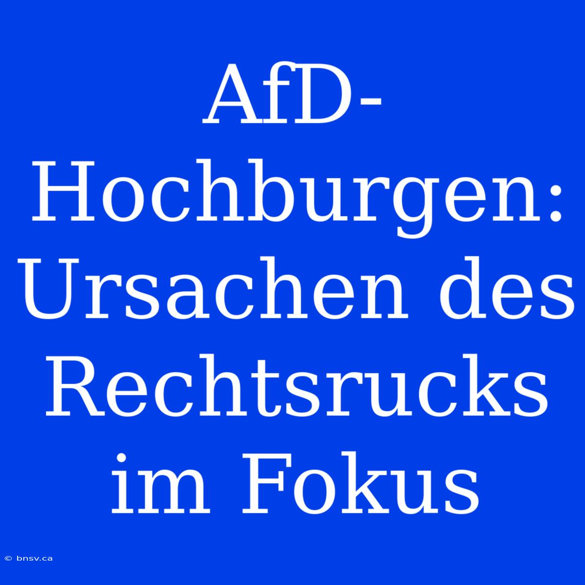 AfD-Hochburgen: Ursachen Des Rechtsrucks Im Fokus