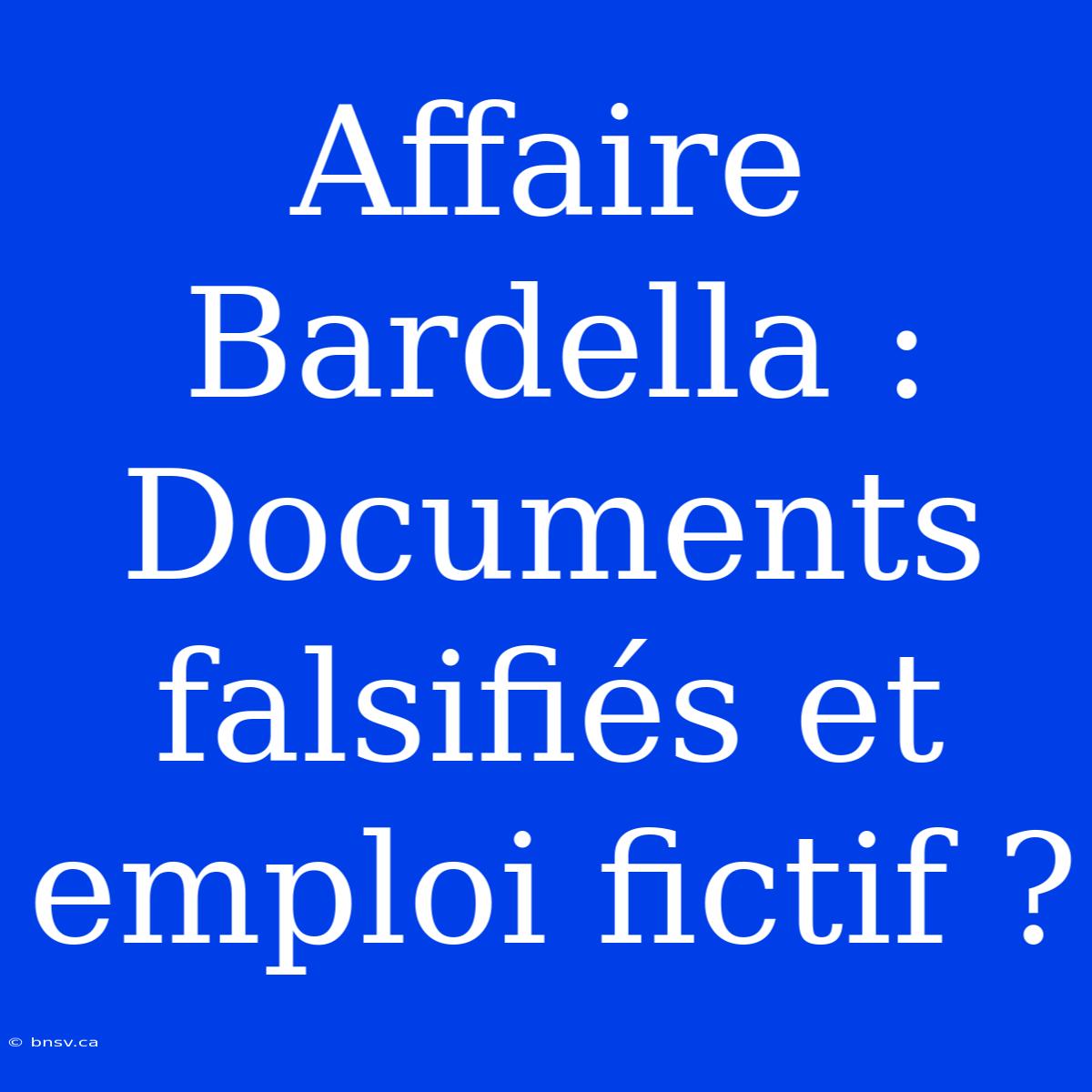 Affaire Bardella : Documents Falsifiés Et Emploi Fictif ?