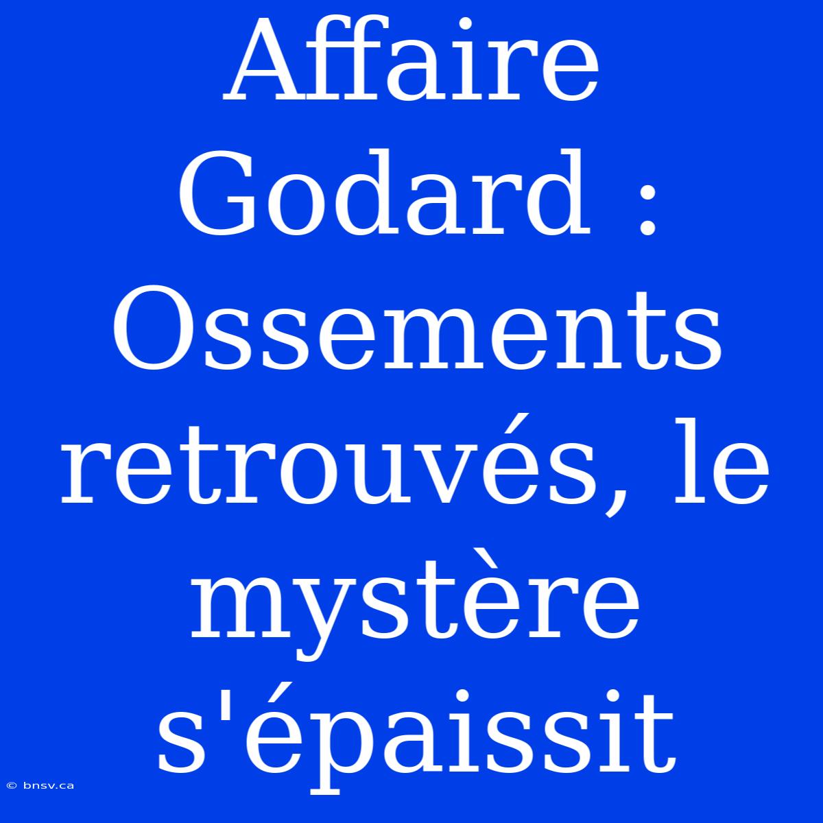 Affaire Godard : Ossements Retrouvés, Le Mystère S'épaissit