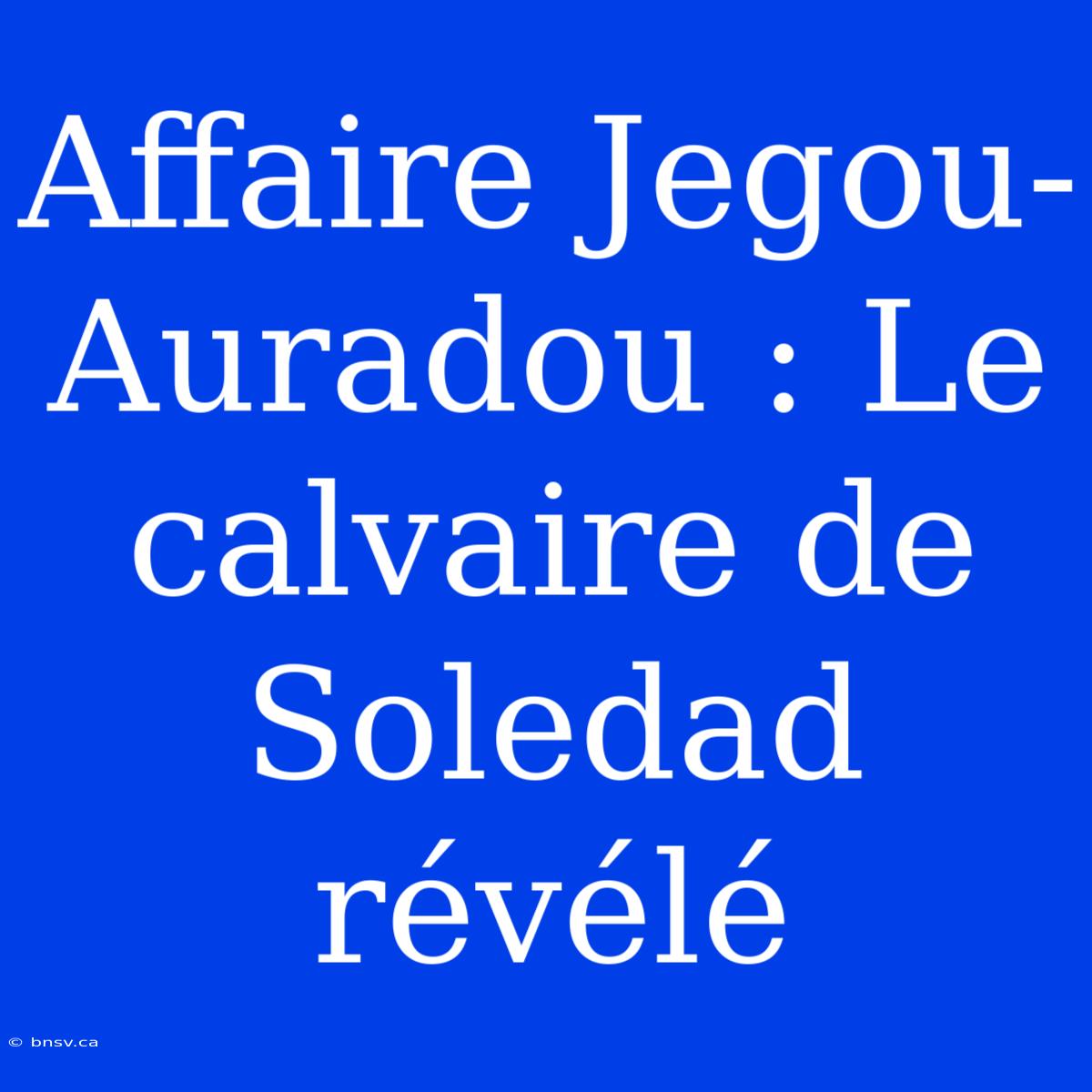 Affaire Jegou-Auradou : Le Calvaire De Soledad Révélé