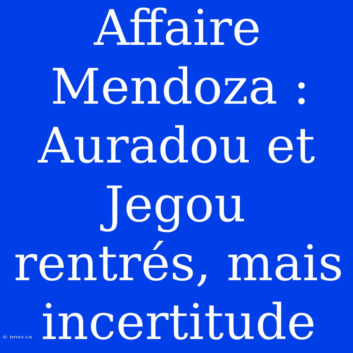 Affaire Mendoza : Auradou Et Jegou Rentrés, Mais Incertitude