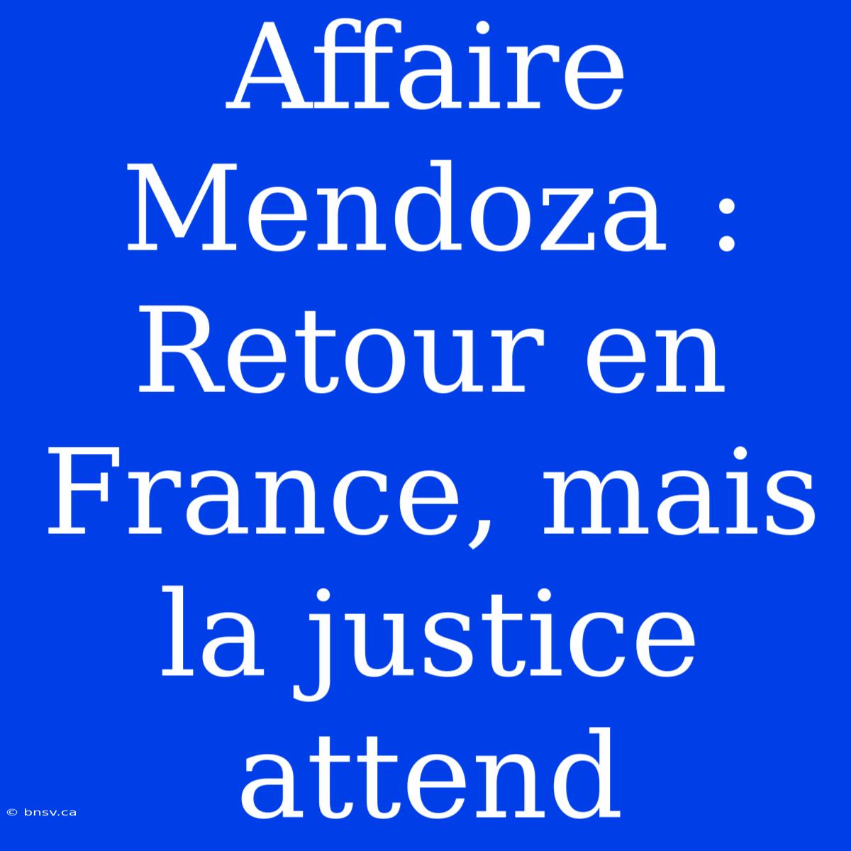 Affaire Mendoza : Retour En France, Mais La Justice Attend