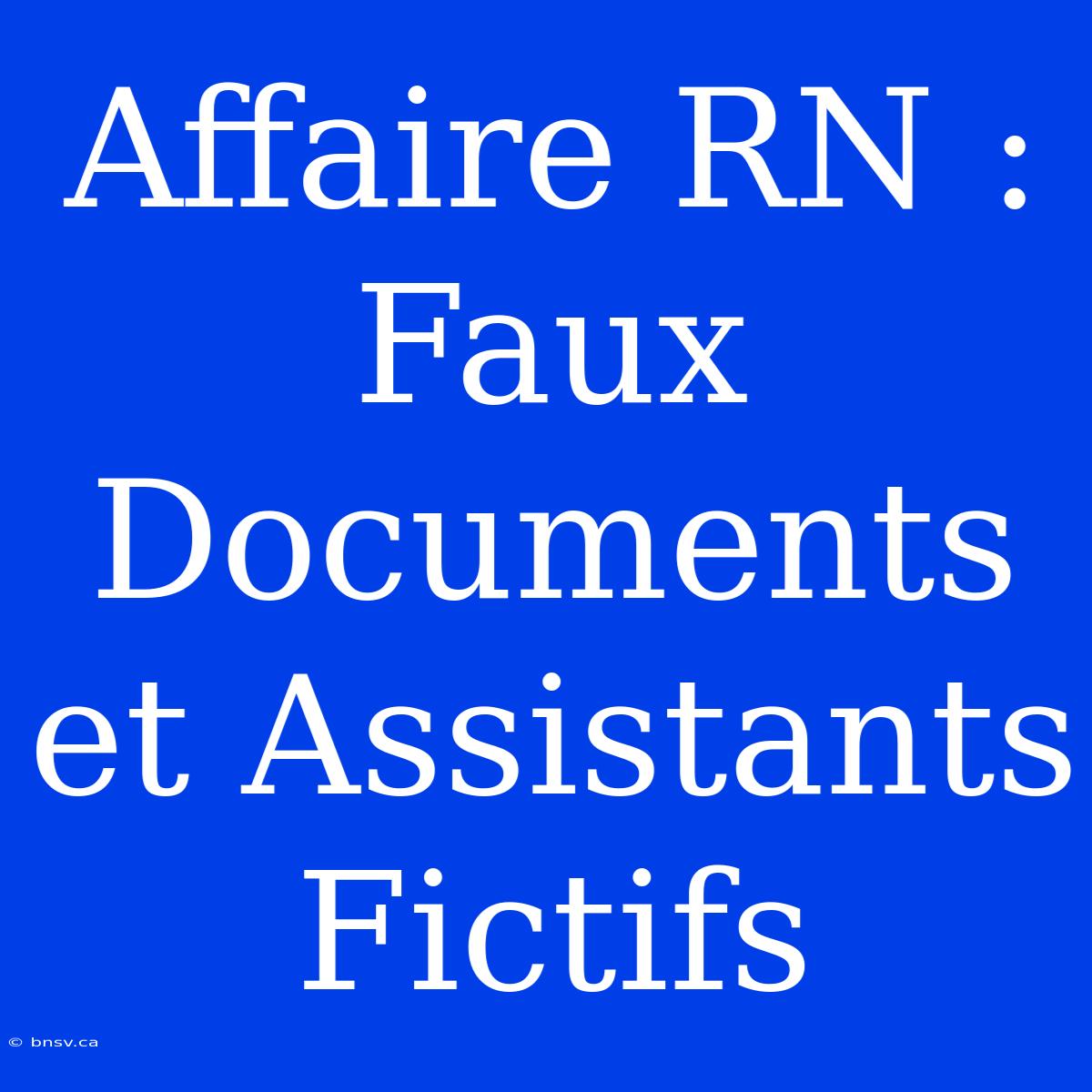 Affaire RN : Faux Documents Et Assistants Fictifs