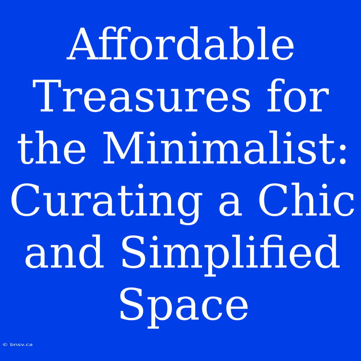 Affordable Treasures For The Minimalist: Curating A Chic And Simplified Space