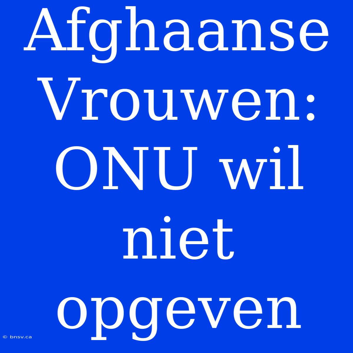 Afghaanse Vrouwen: ONU Wil Niet Opgeven