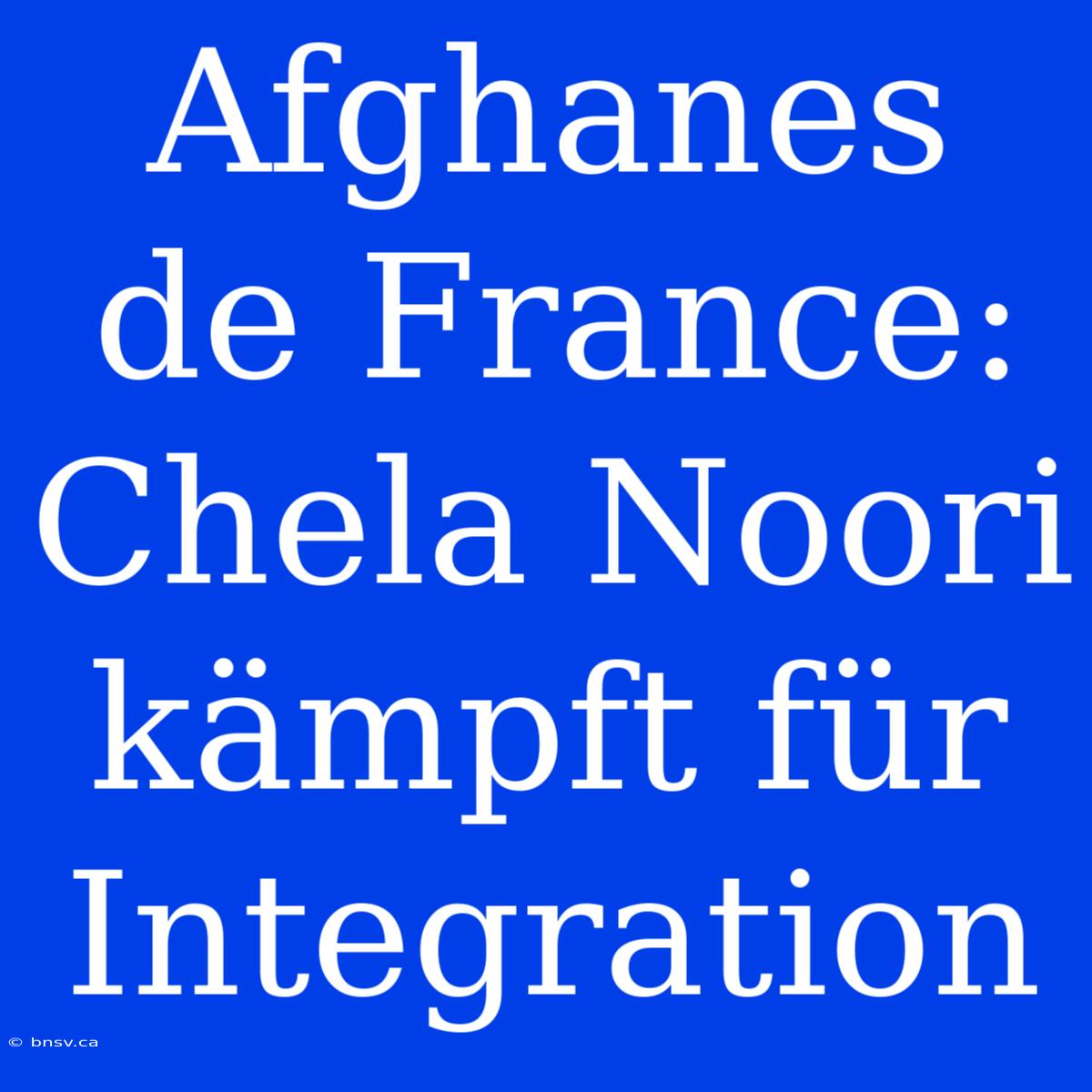 Afghanes De France: Chela Noori Kämpft Für Integration