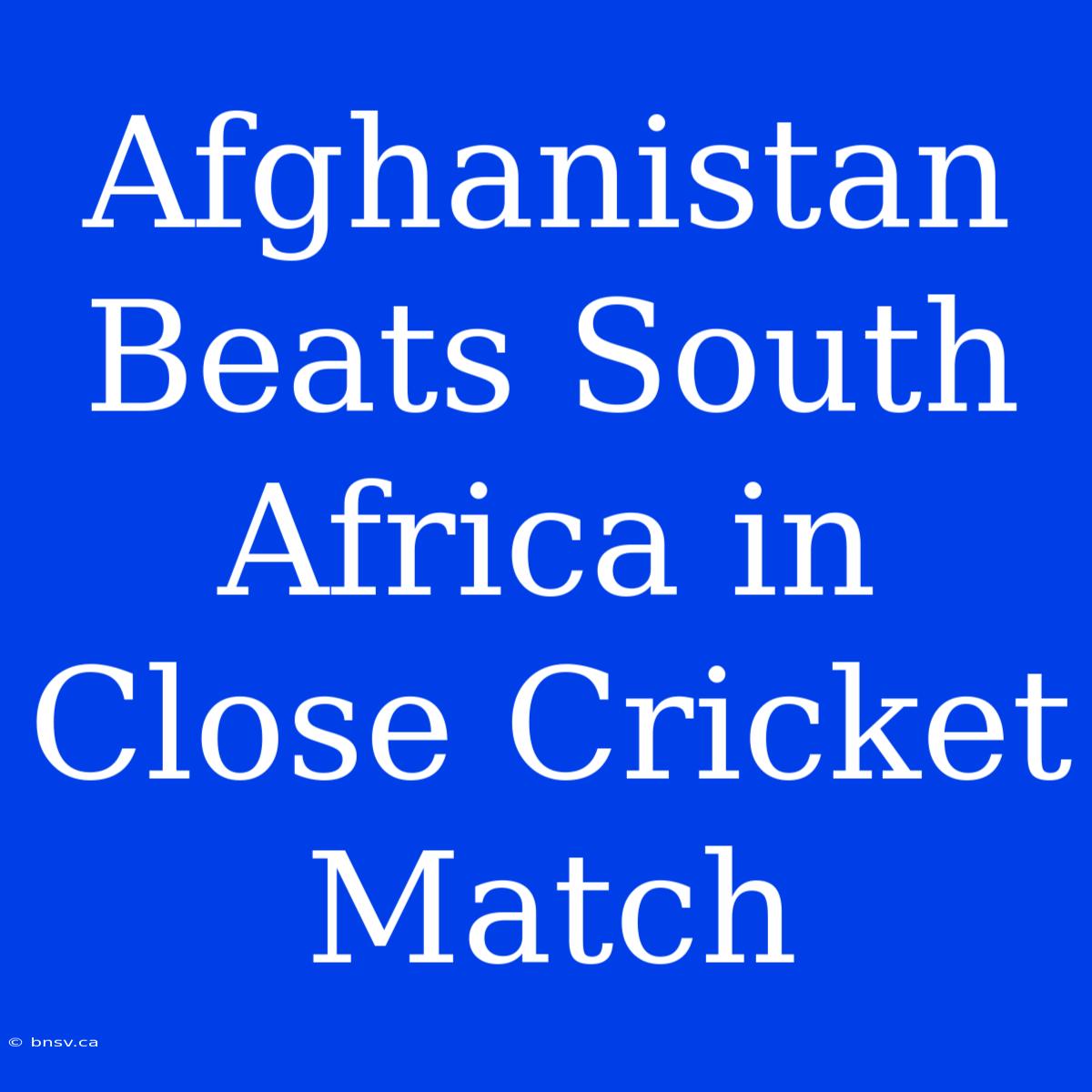 Afghanistan Beats South Africa In Close Cricket Match