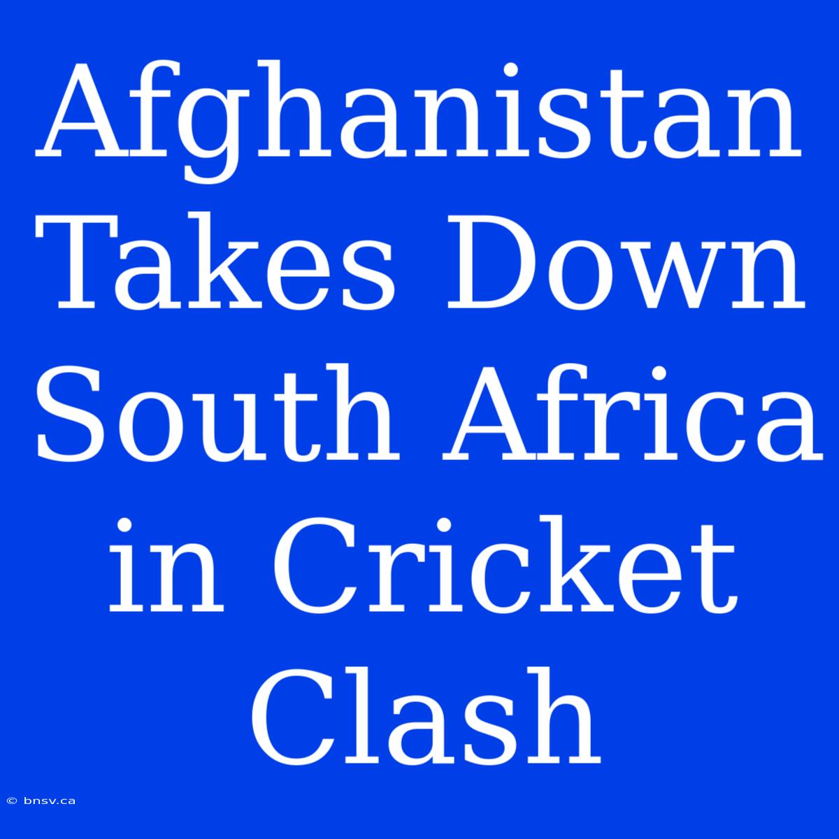 Afghanistan Takes Down South Africa In Cricket Clash