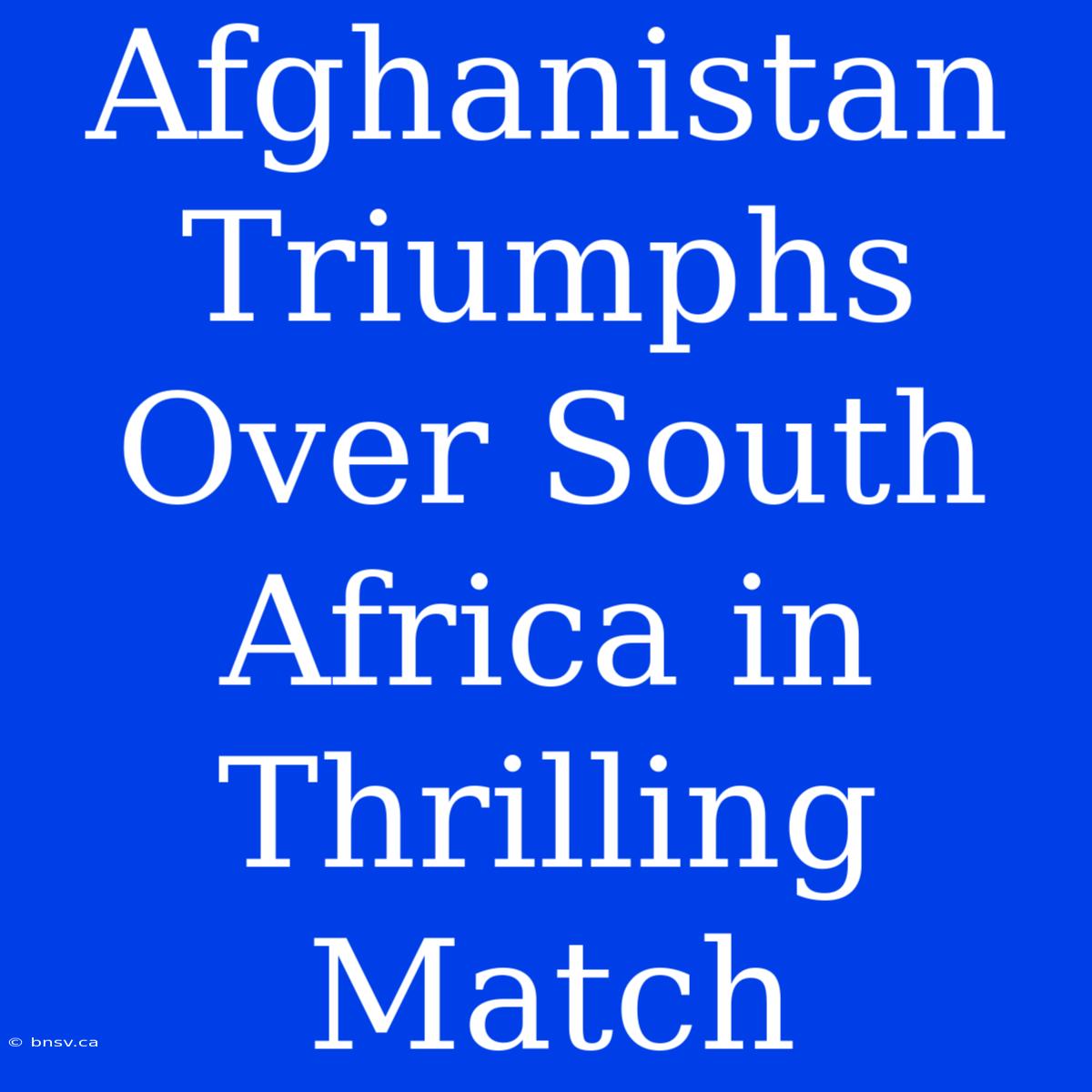 Afghanistan Triumphs Over South Africa In Thrilling Match