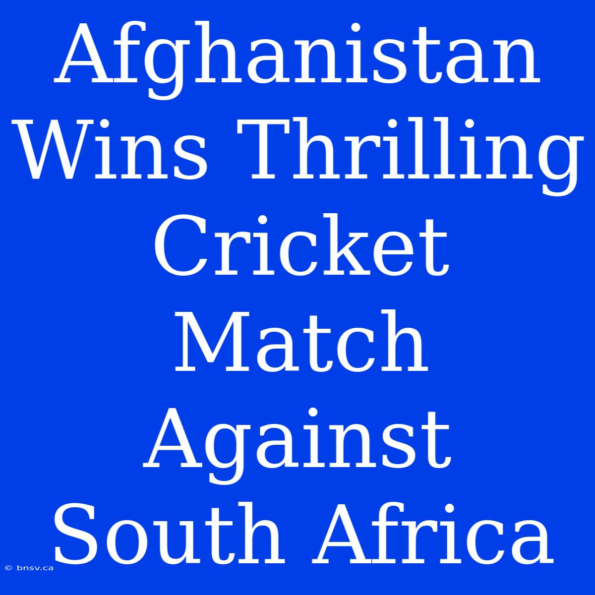 Afghanistan Wins Thrilling Cricket Match Against South Africa