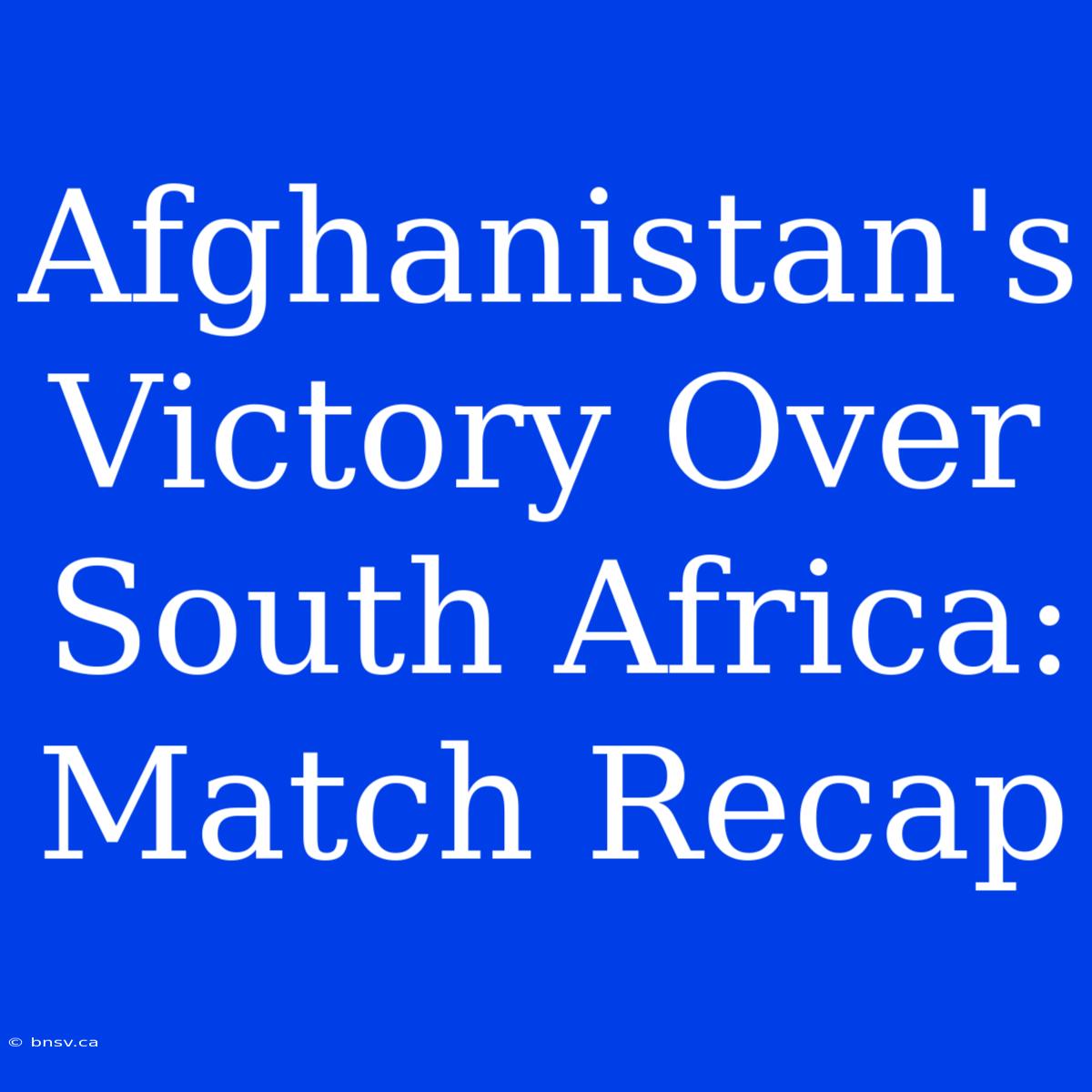 Afghanistan's Victory Over South Africa: Match Recap