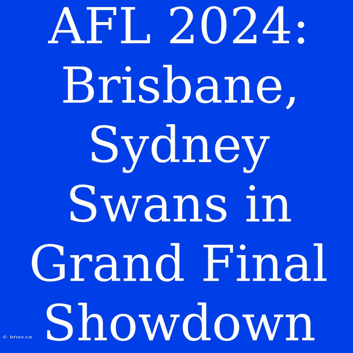 AFL 2024: Brisbane, Sydney Swans In Grand Final Showdown