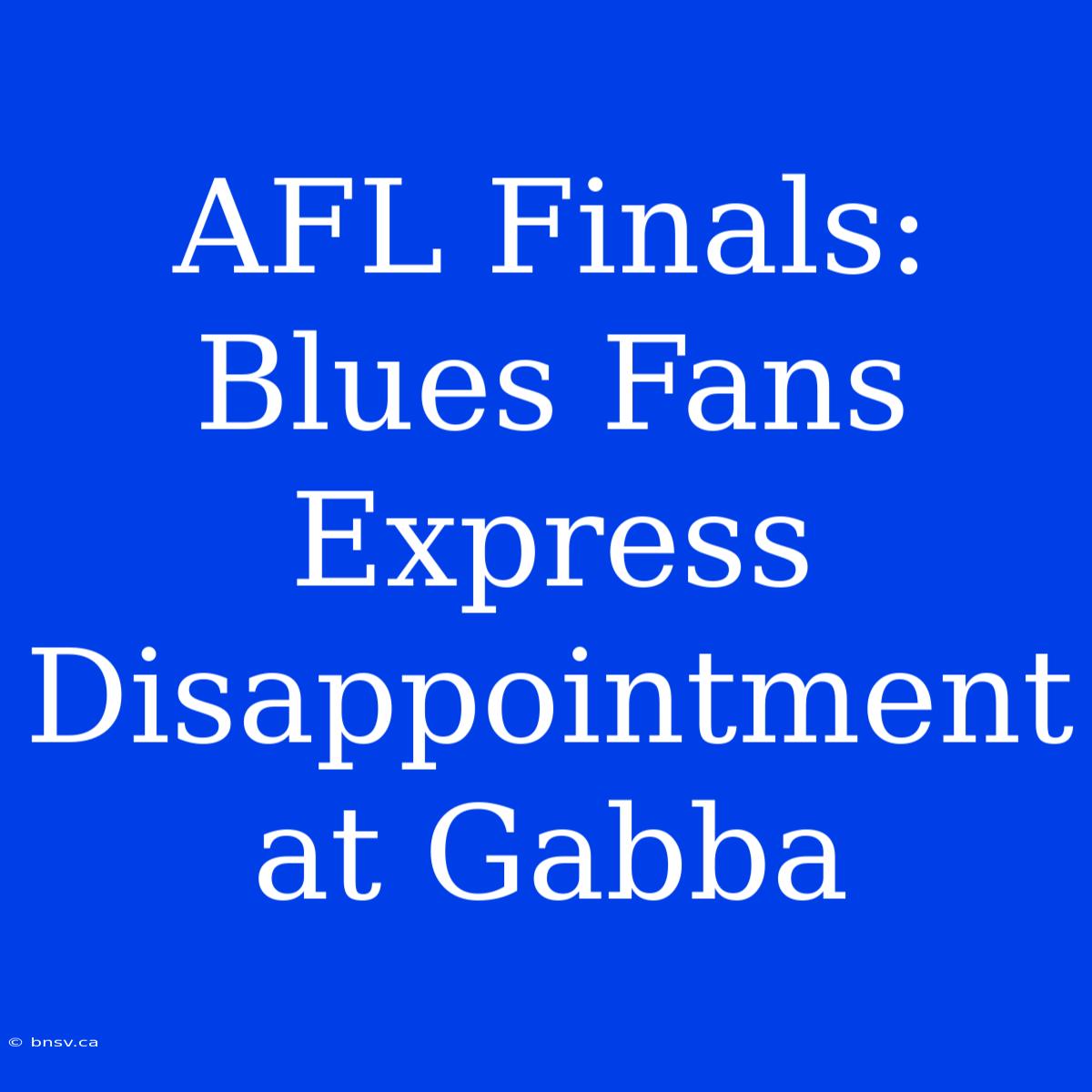 AFL Finals: Blues Fans Express Disappointment At Gabba