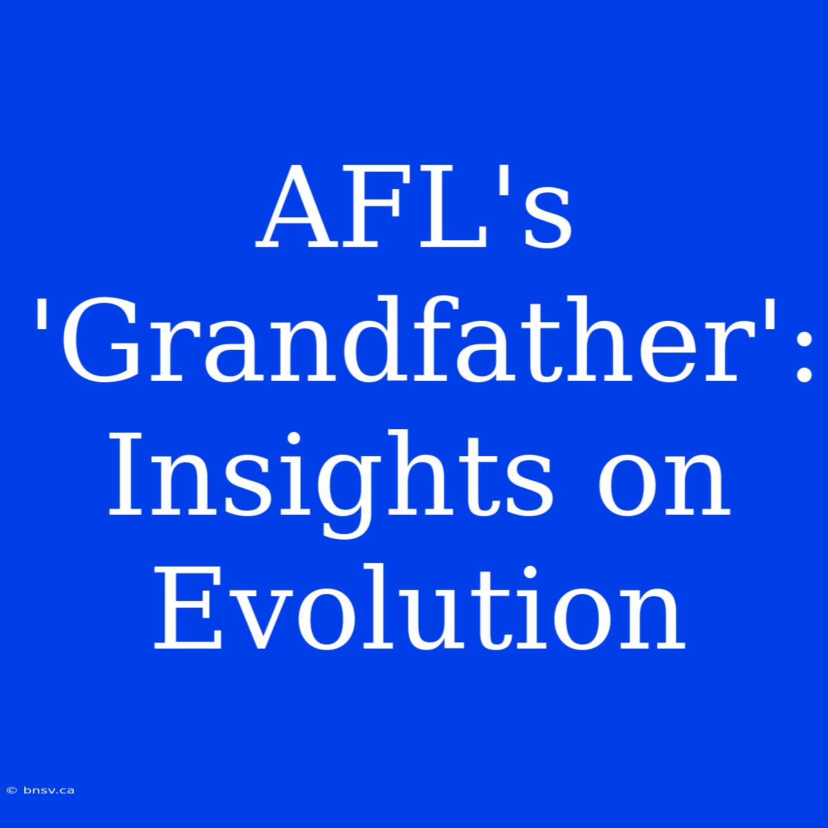 AFL's 'Grandfather': Insights On Evolution