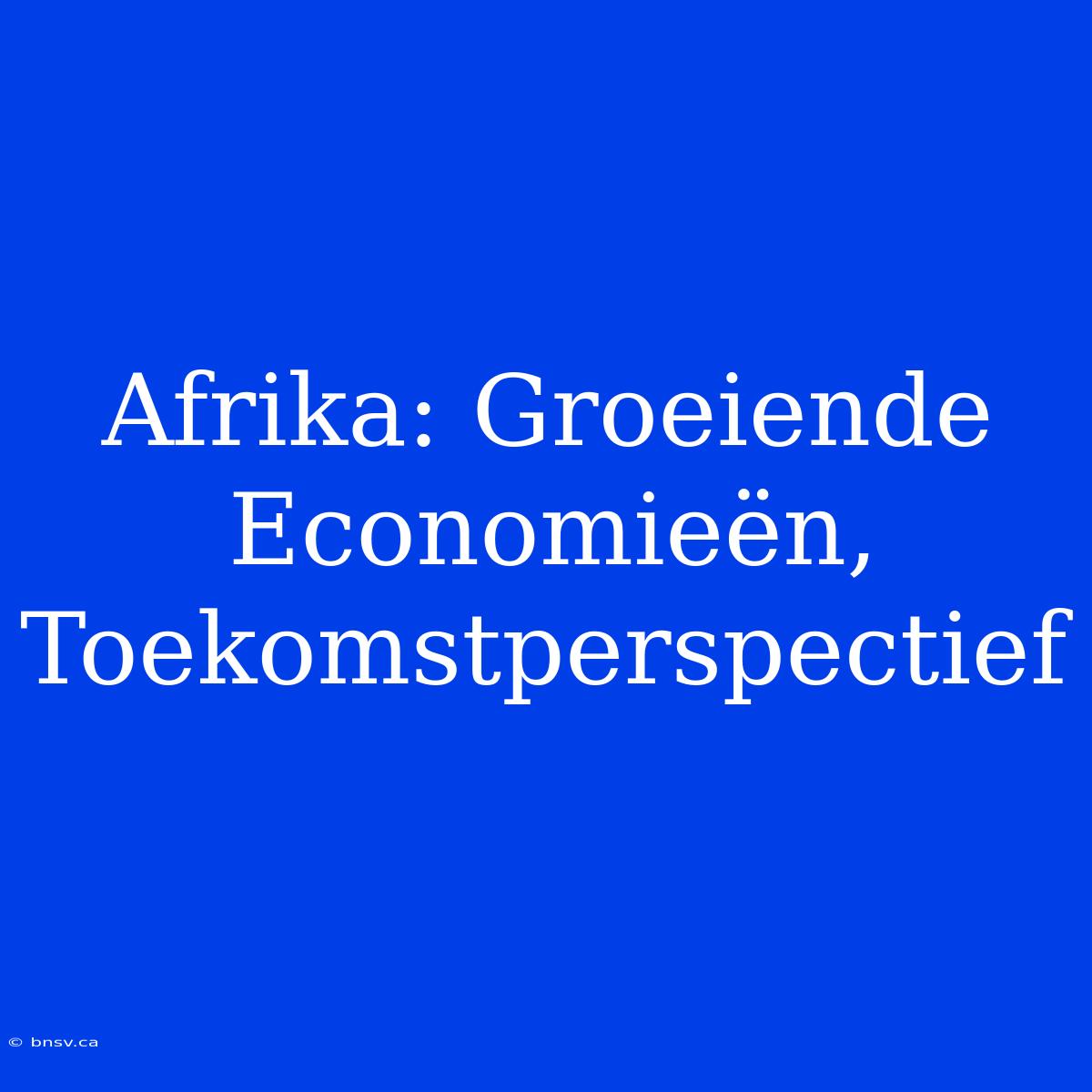 Afrika: Groeiende Economieën, Toekomstperspectief