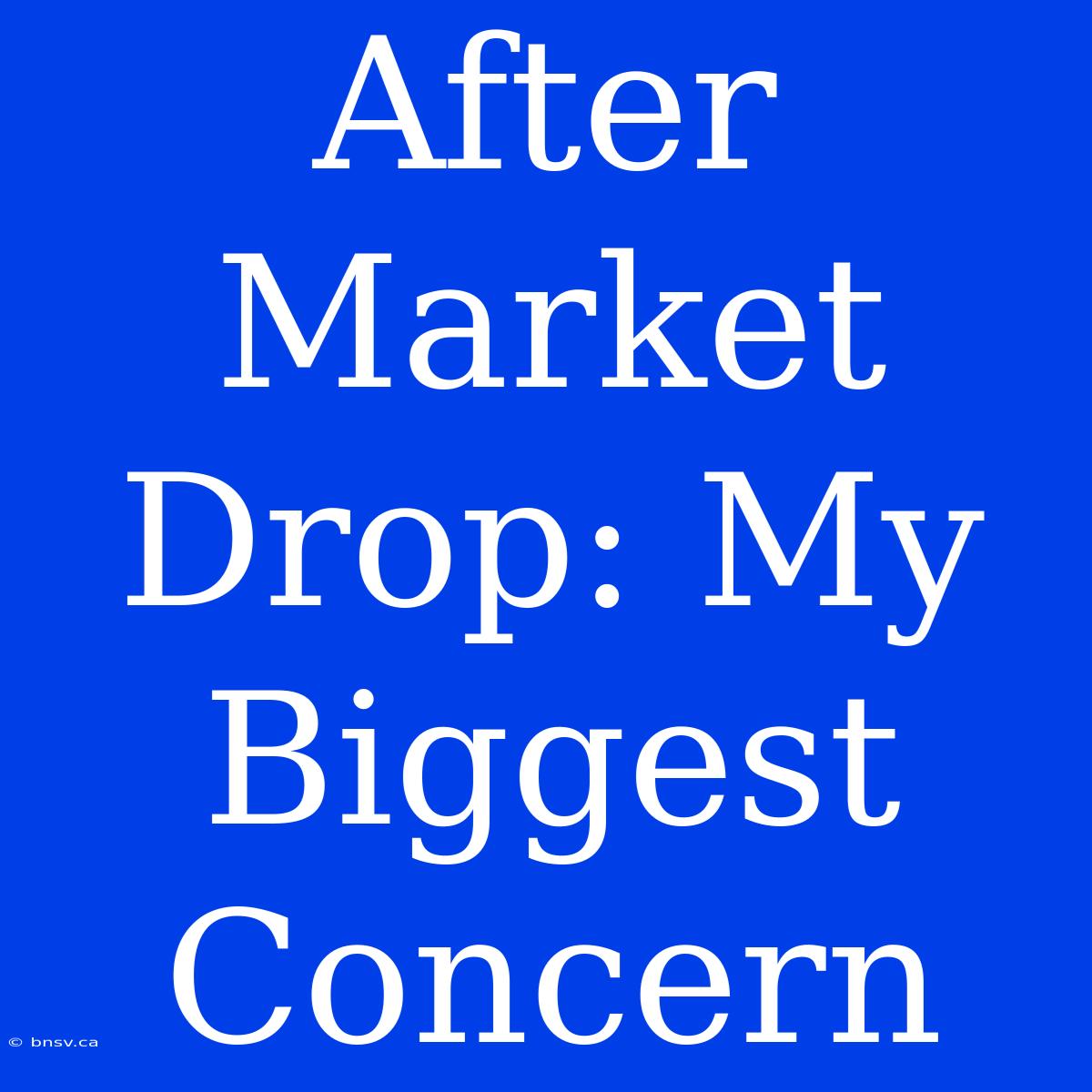 After Market Drop: My Biggest Concern