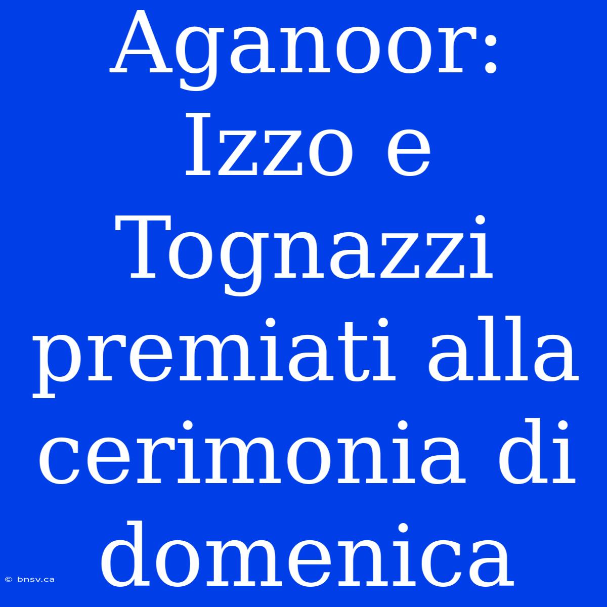 Aganoor: Izzo E Tognazzi Premiati Alla Cerimonia Di Domenica