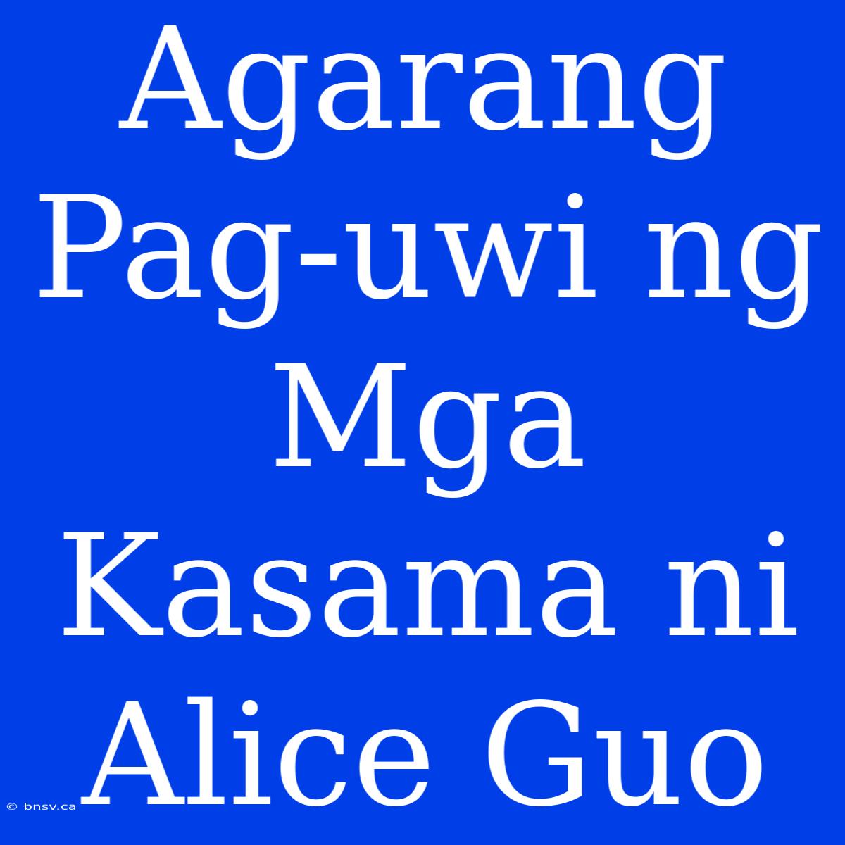 Agarang Pag-uwi Ng Mga Kasama Ni Alice Guo