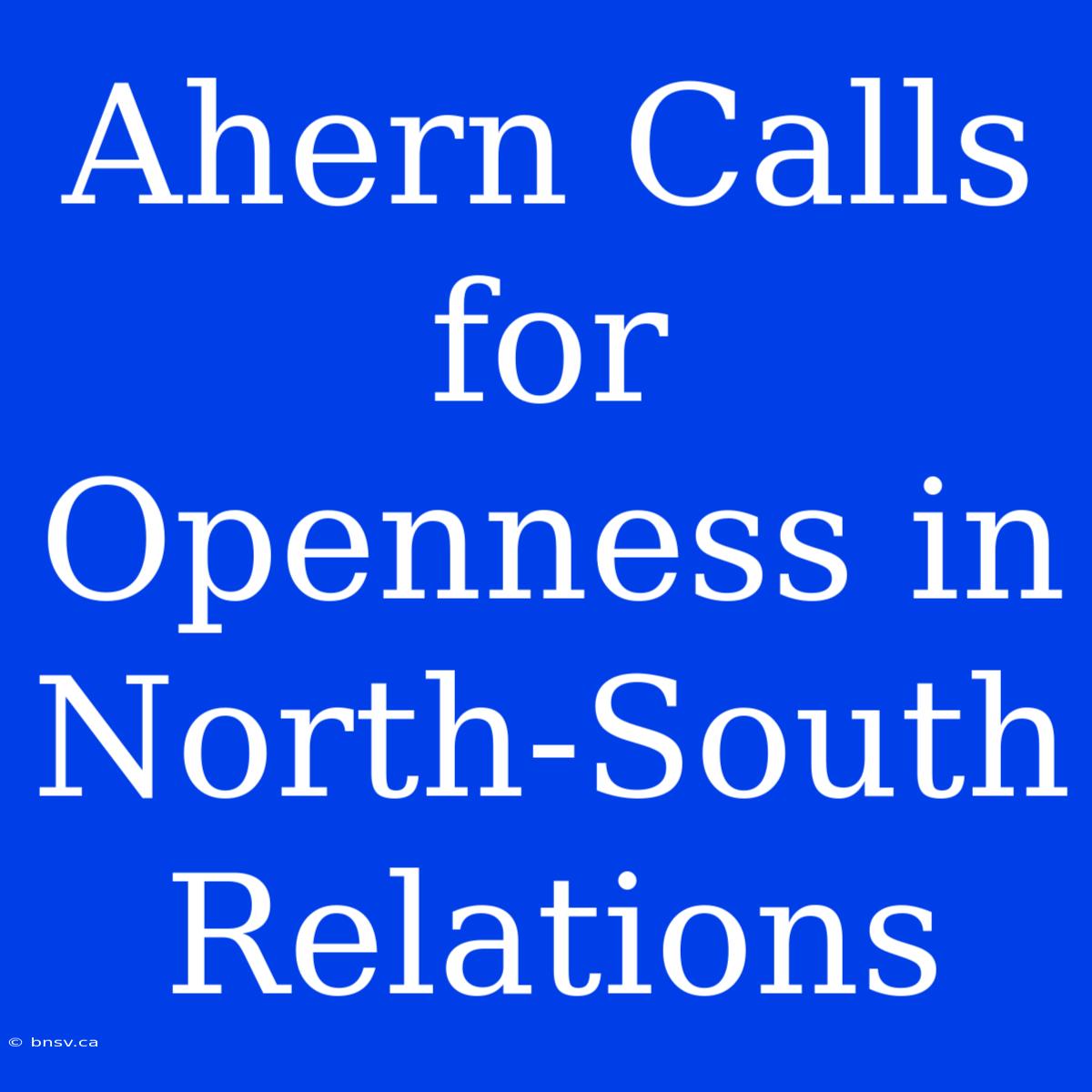 Ahern Calls For Openness In North-South Relations