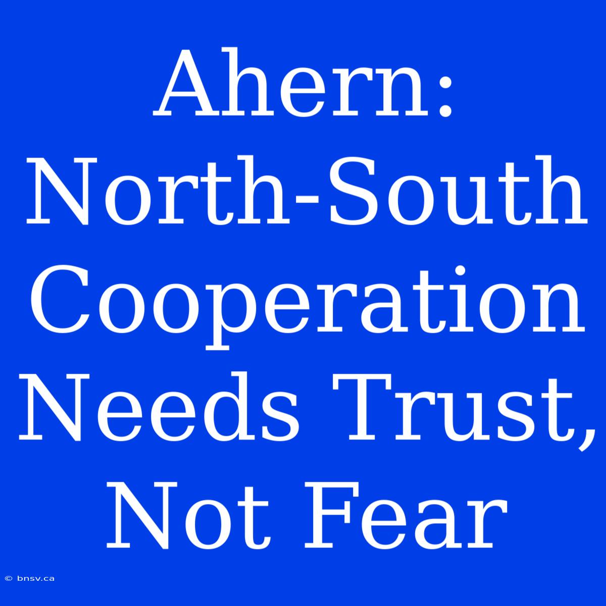 Ahern: North-South Cooperation Needs Trust, Not Fear