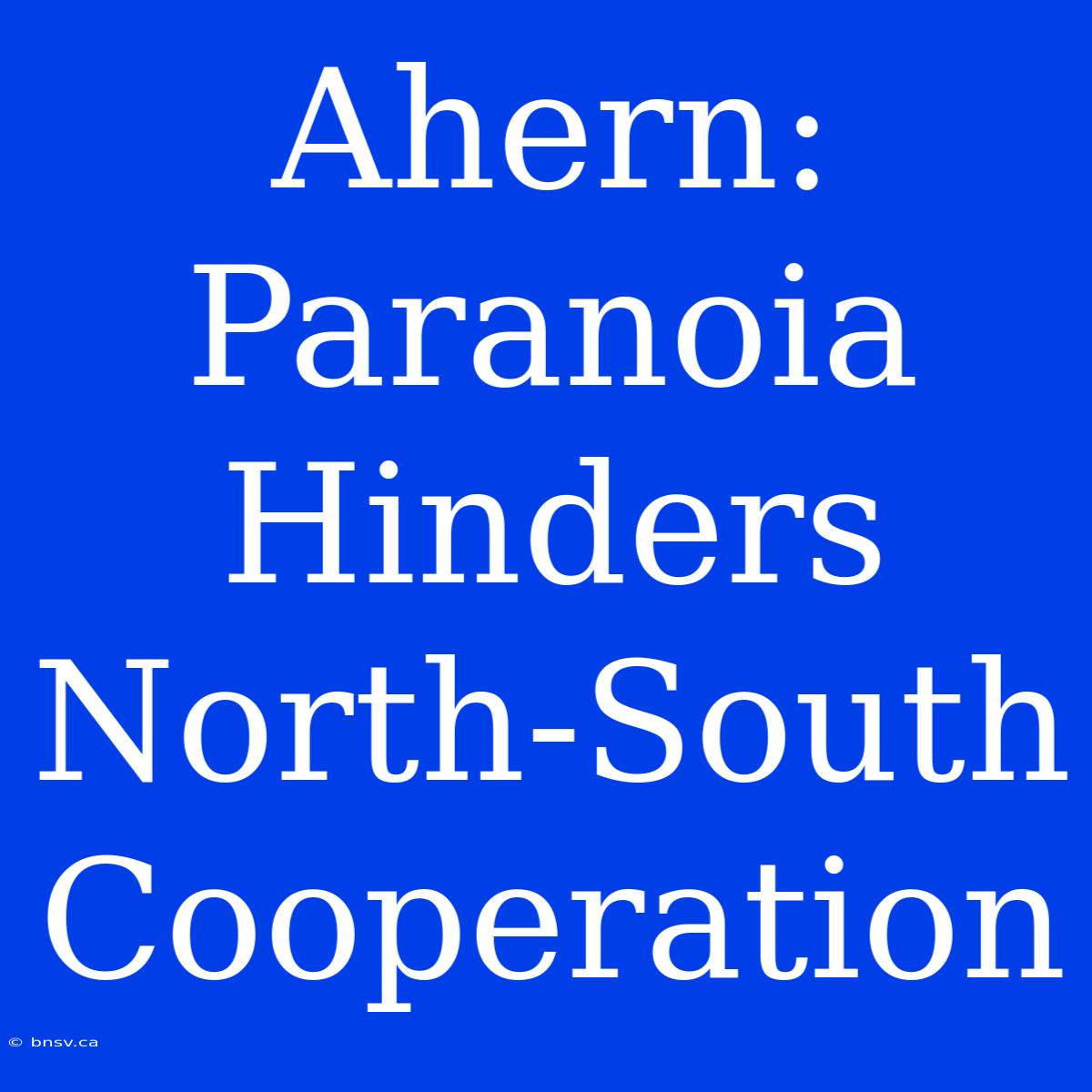 Ahern: Paranoia Hinders North-South Cooperation