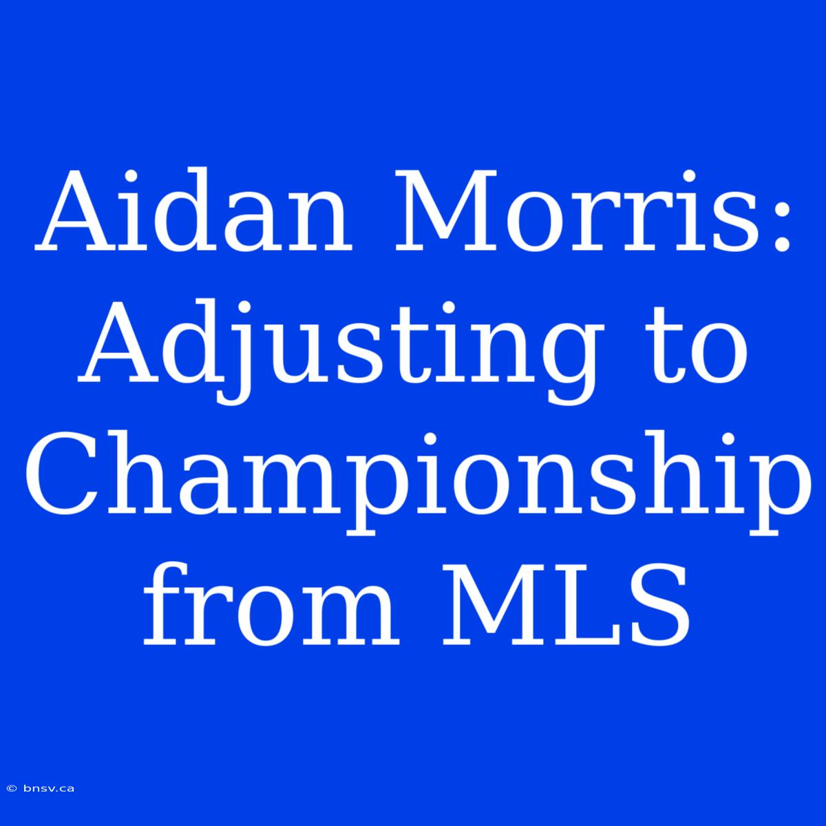 Aidan Morris: Adjusting To Championship From MLS