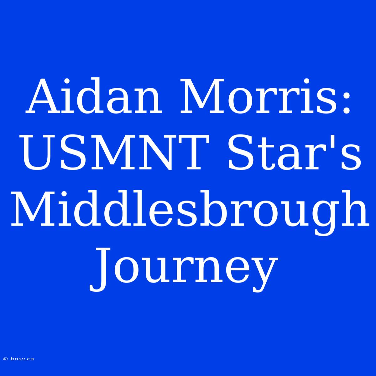 Aidan Morris: USMNT Star's Middlesbrough Journey