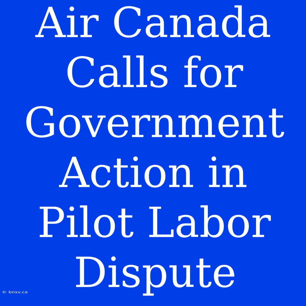 Air Canada Calls For Government Action In Pilot Labor Dispute