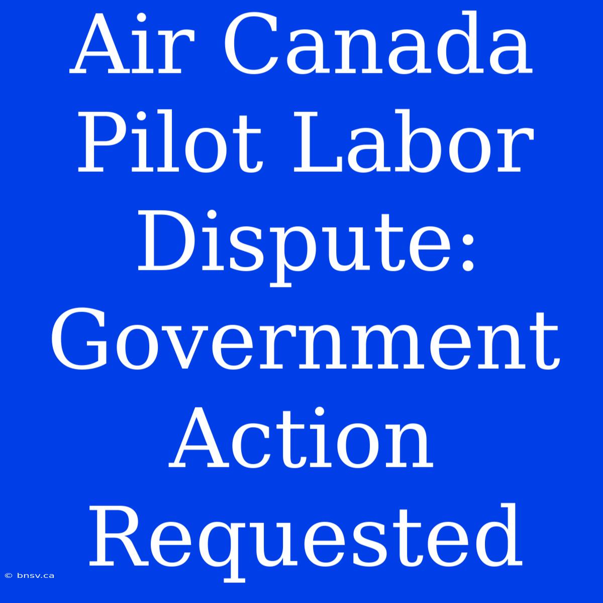 Air Canada Pilot Labor Dispute: Government Action Requested