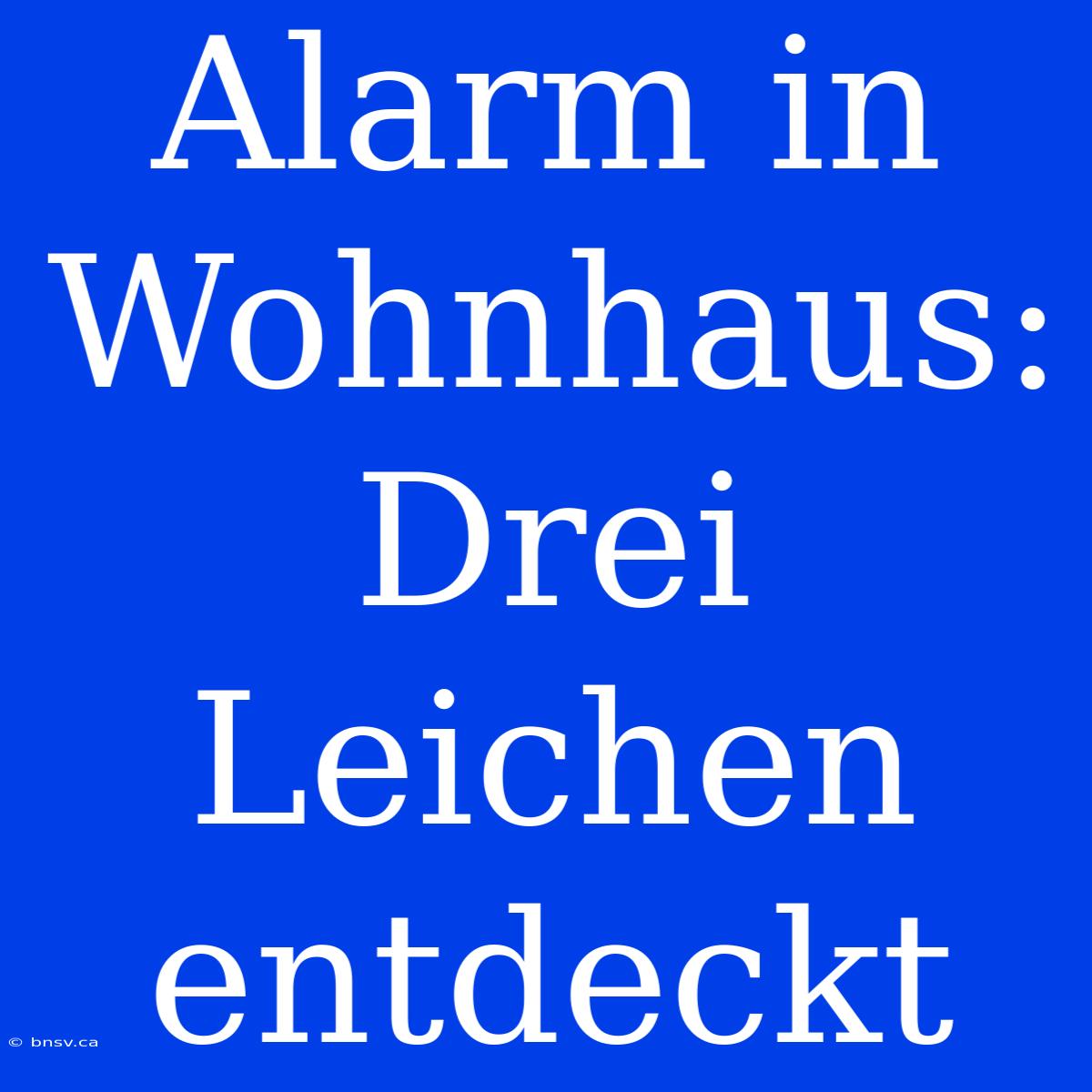 Alarm In Wohnhaus: Drei Leichen Entdeckt