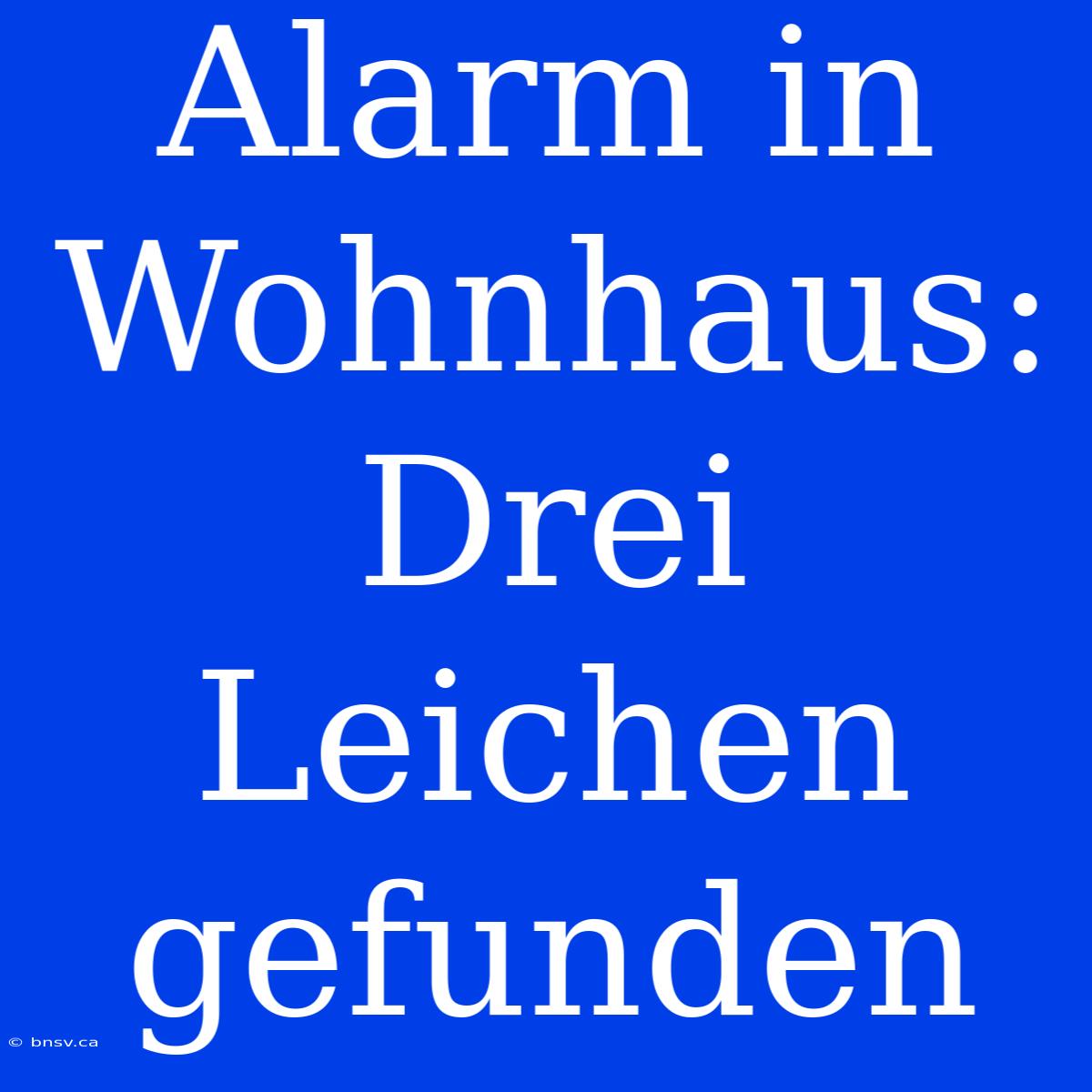 Alarm In Wohnhaus: Drei Leichen Gefunden