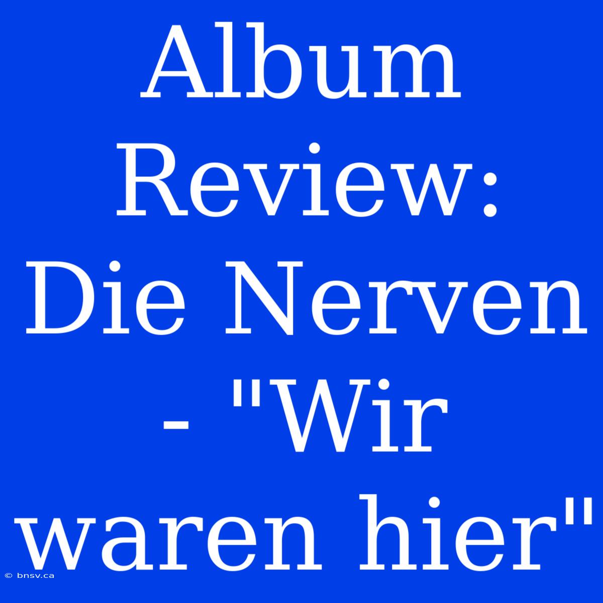 Album Review: Die Nerven - 