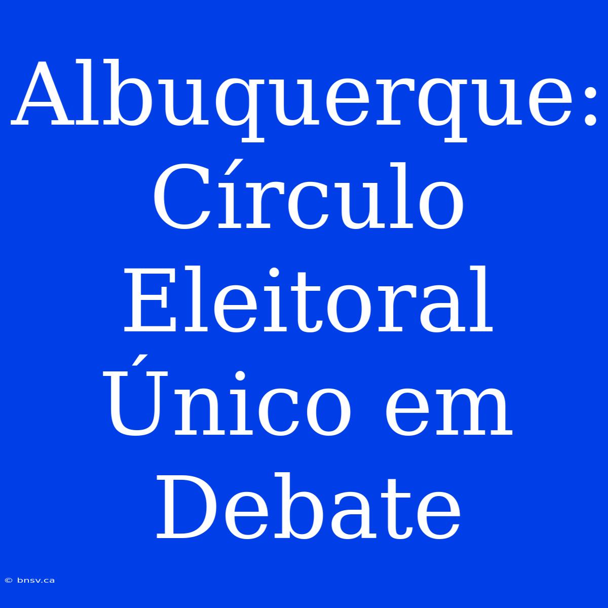 Albuquerque: Círculo Eleitoral Único Em Debate