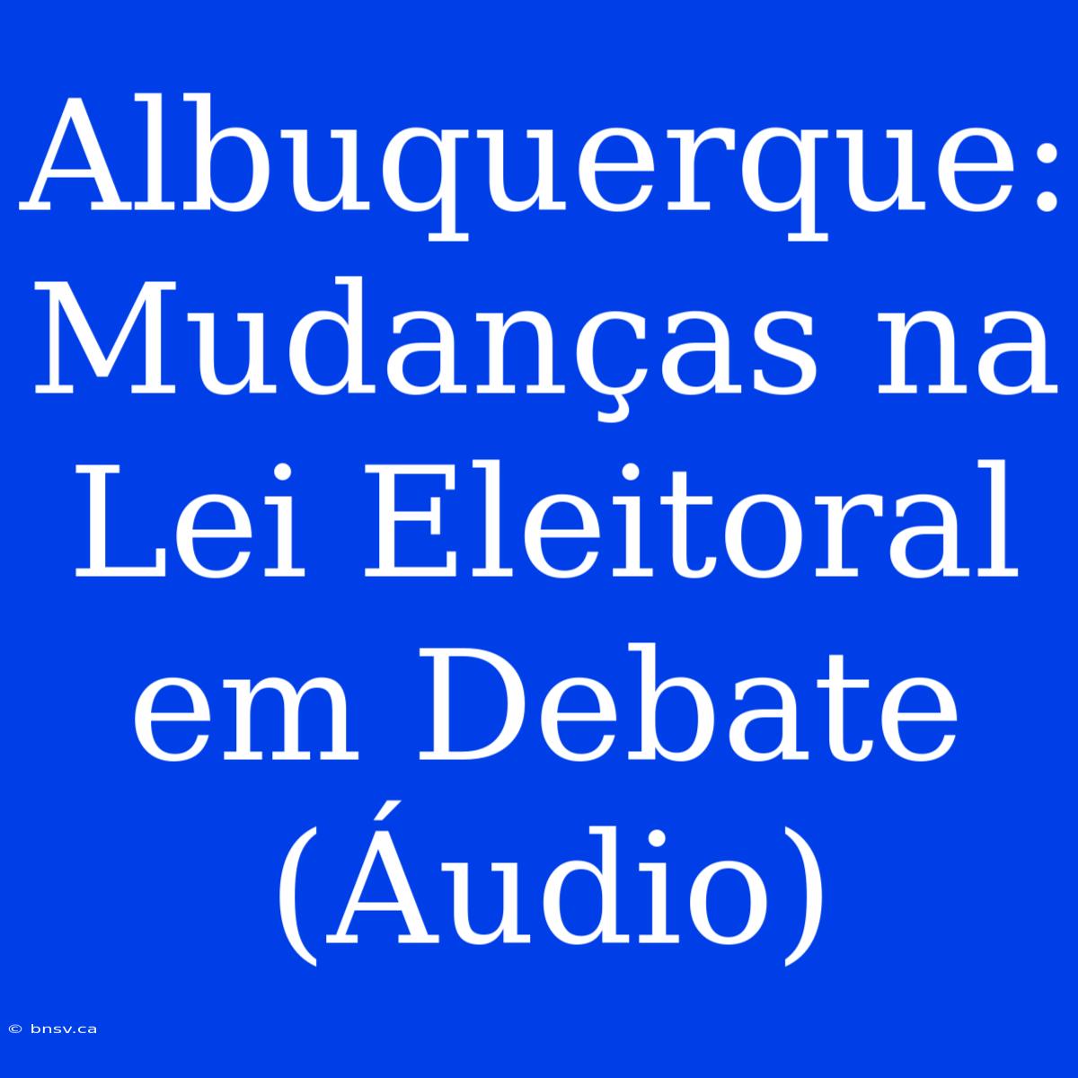 Albuquerque: Mudanças Na Lei Eleitoral Em Debate (Áudio)