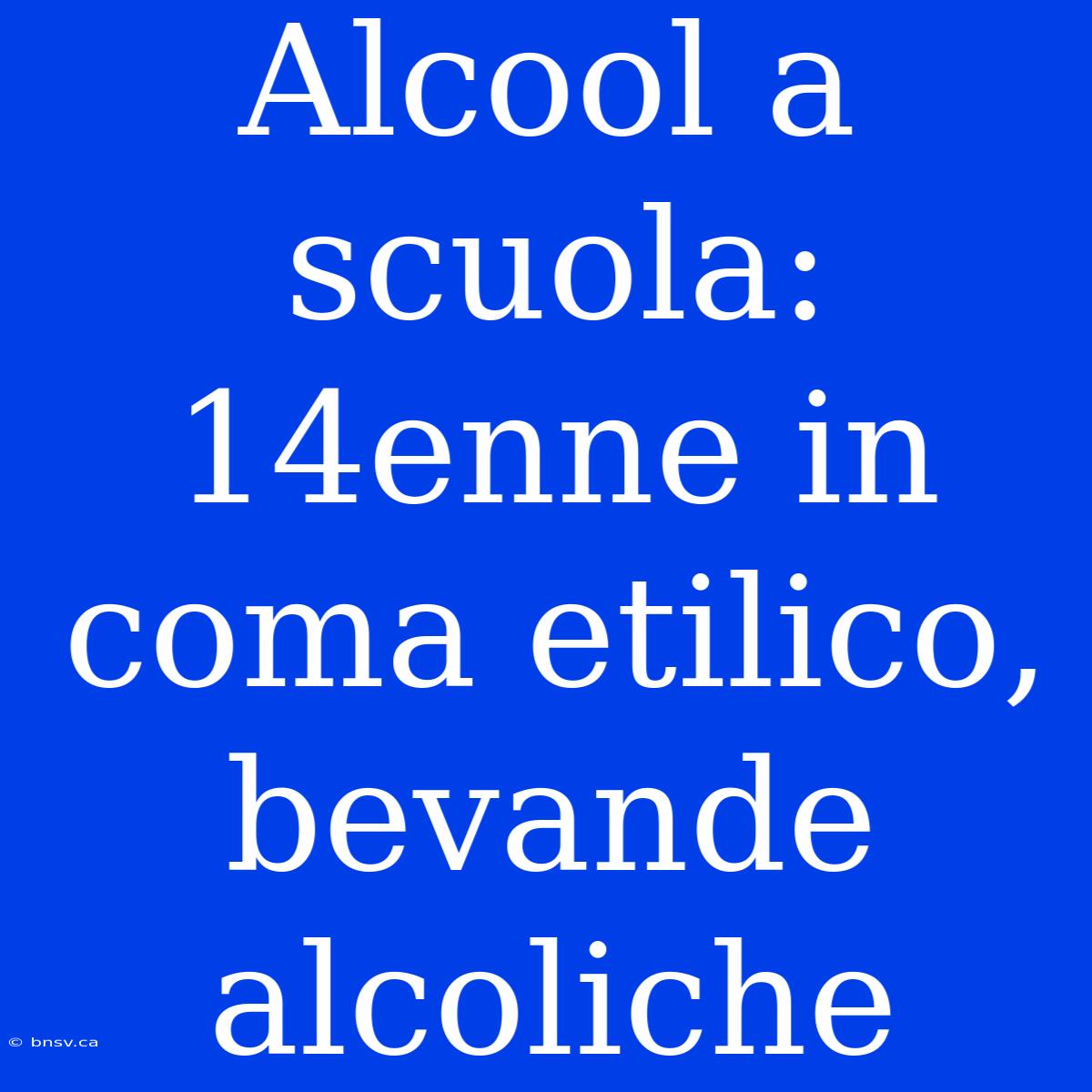 Alcool A Scuola: 14enne In Coma Etilico, Bevande Alcoliche