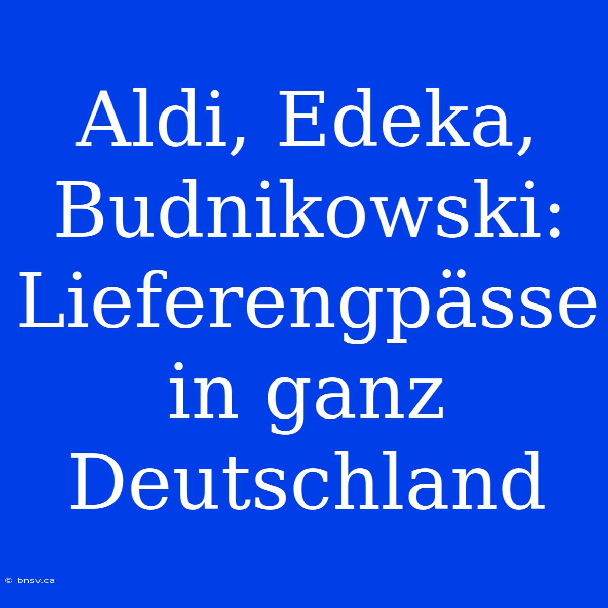 Aldi, Edeka, Budnikowski: Lieferengpässe In Ganz Deutschland