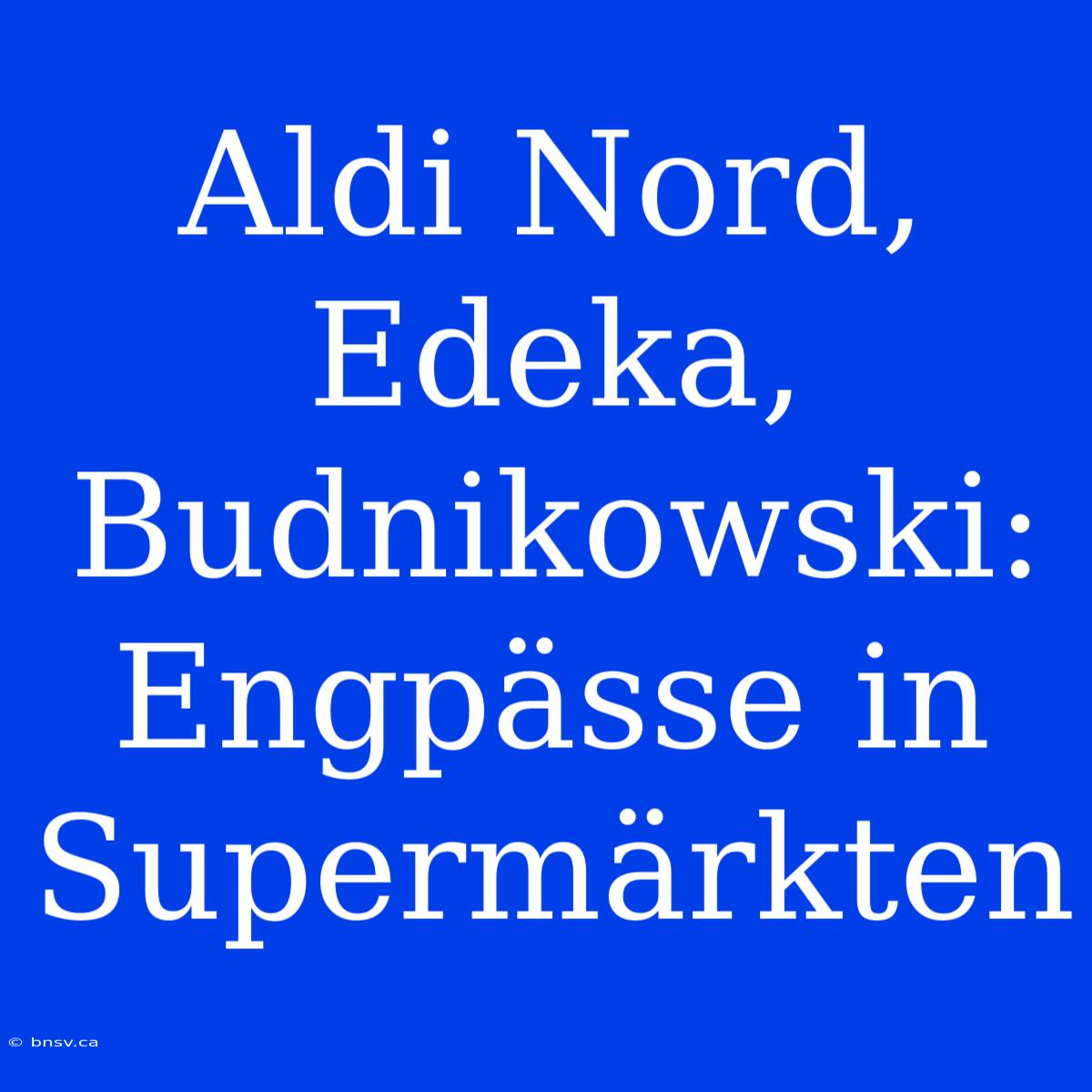 Aldi Nord, Edeka, Budnikowski: Engpässe In Supermärkten