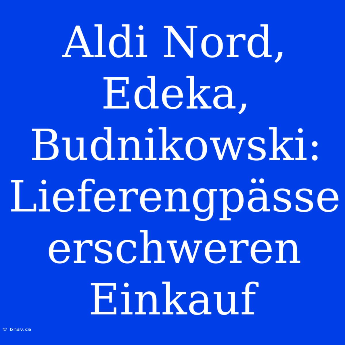 Aldi Nord, Edeka, Budnikowski: Lieferengpässe Erschweren Einkauf