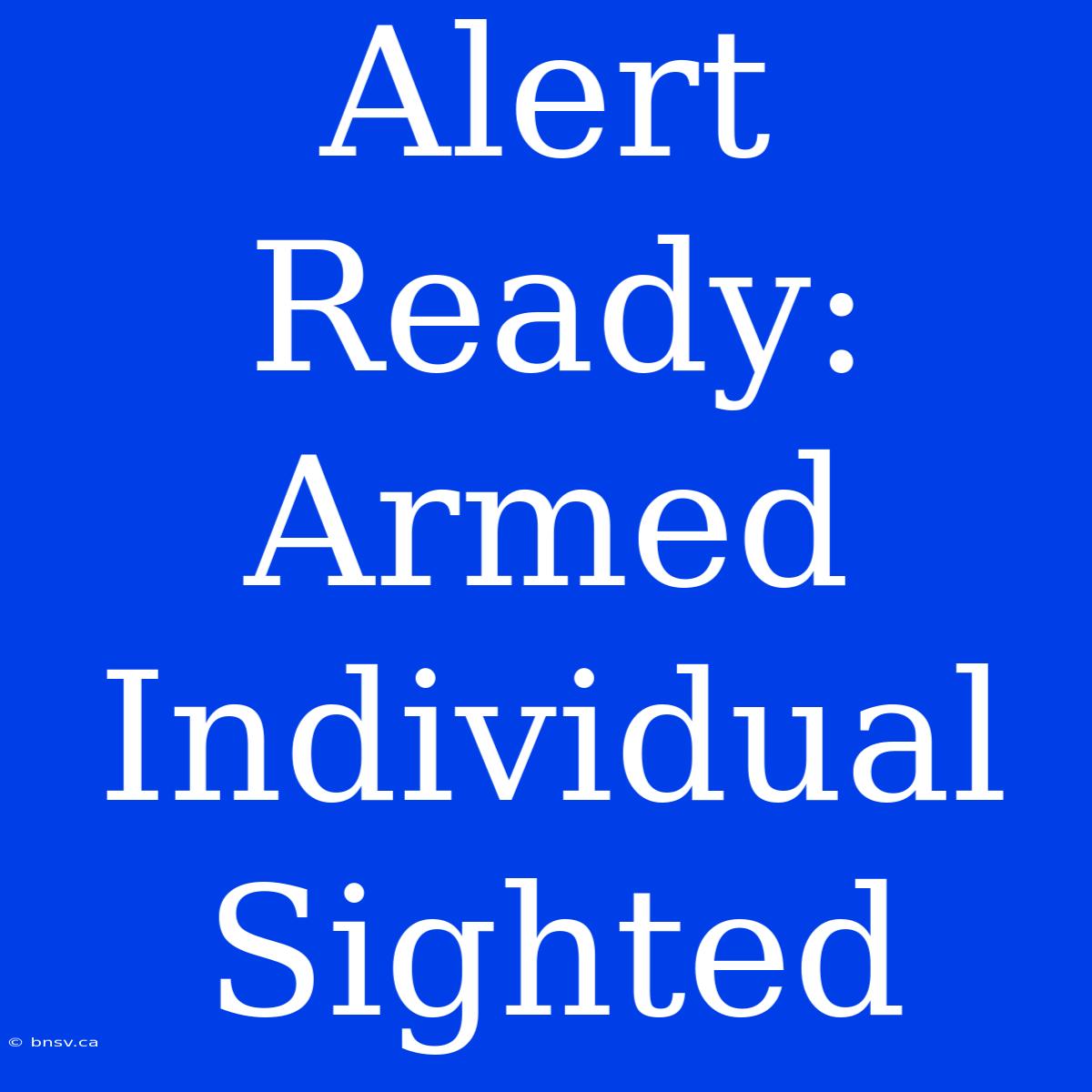 Alert Ready: Armed Individual Sighted