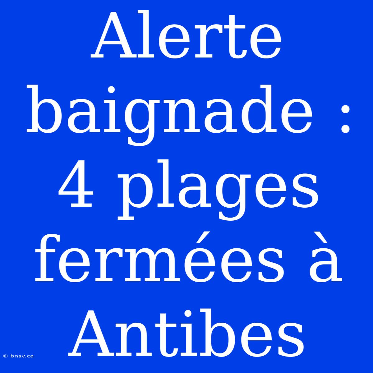 Alerte Baignade : 4 Plages Fermées À Antibes