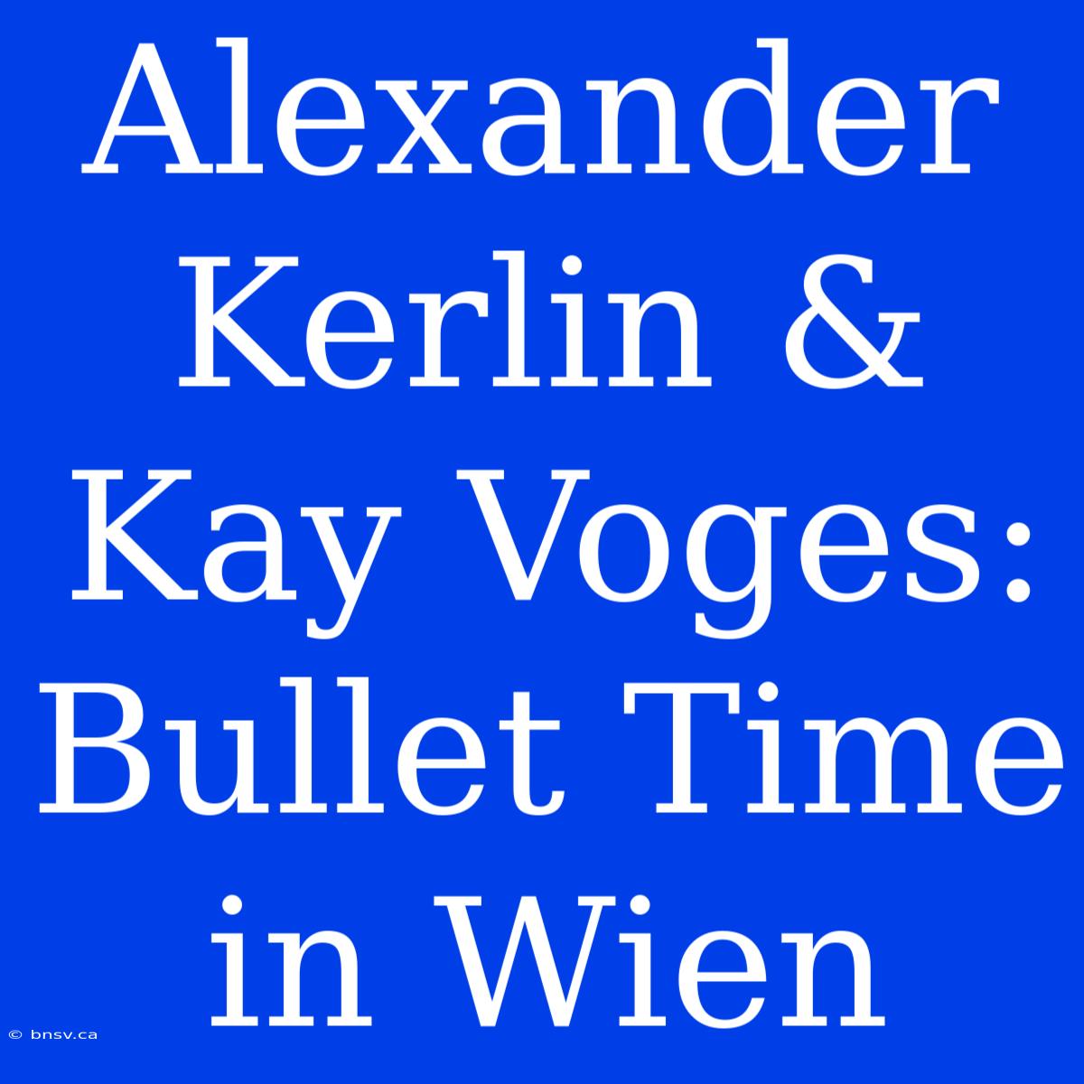 Alexander Kerlin & Kay Voges: Bullet Time In Wien