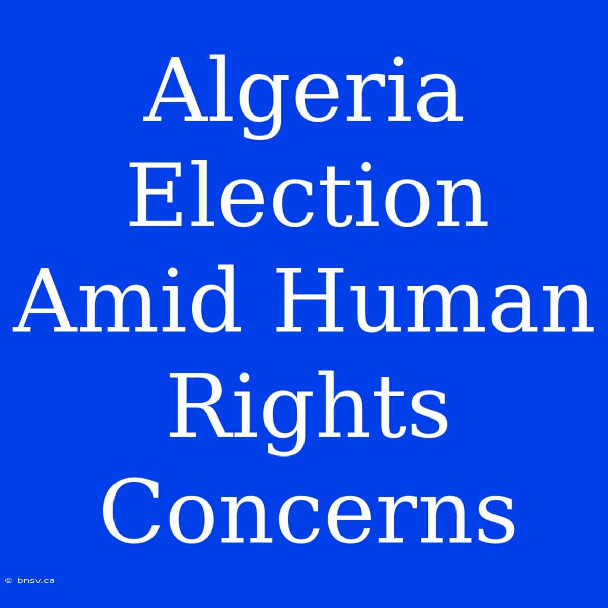 Algeria Election Amid Human Rights Concerns