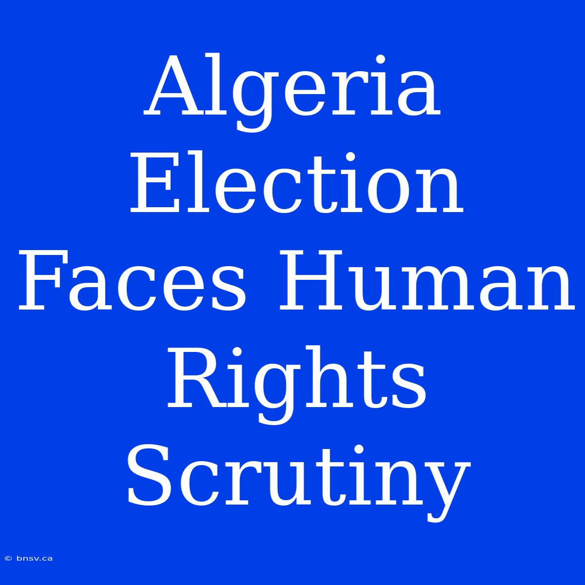 Algeria Election Faces Human Rights Scrutiny