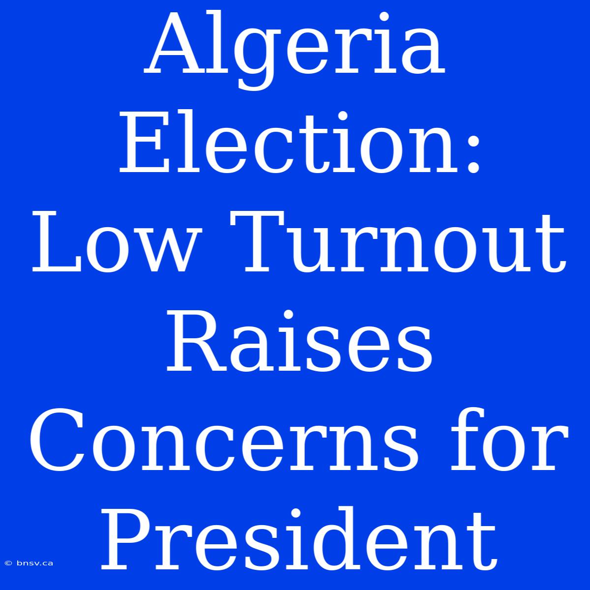 Algeria Election: Low Turnout Raises Concerns For President