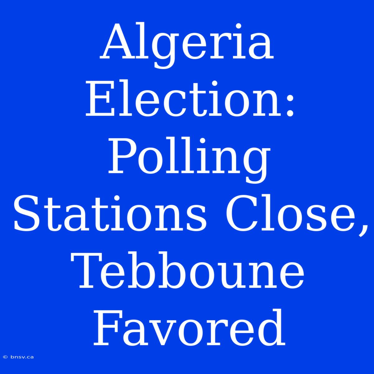 Algeria Election: Polling Stations Close, Tebboune Favored