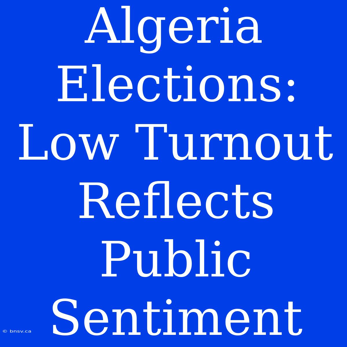 Algeria Elections: Low Turnout Reflects Public Sentiment