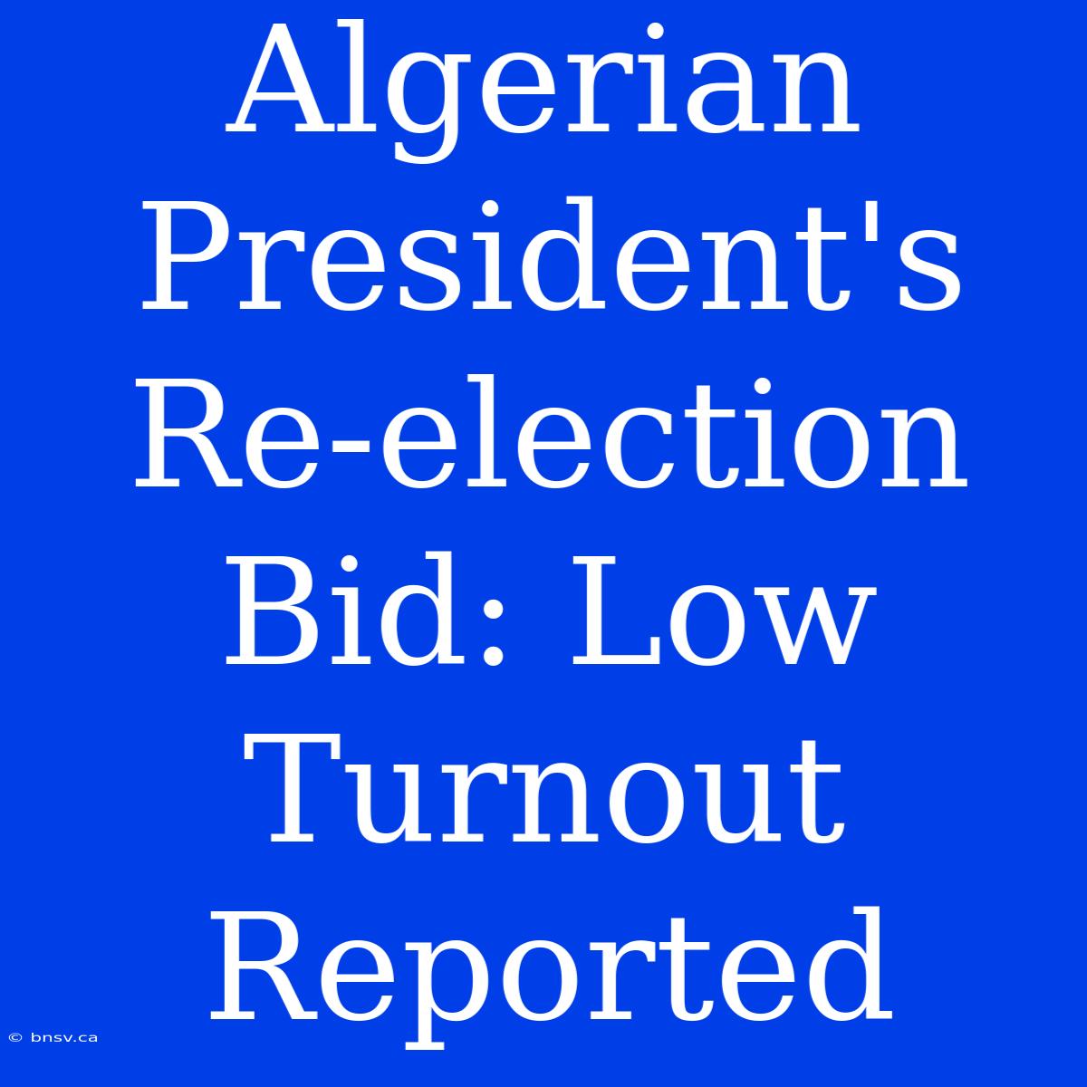 Algerian President's Re-election Bid: Low Turnout Reported